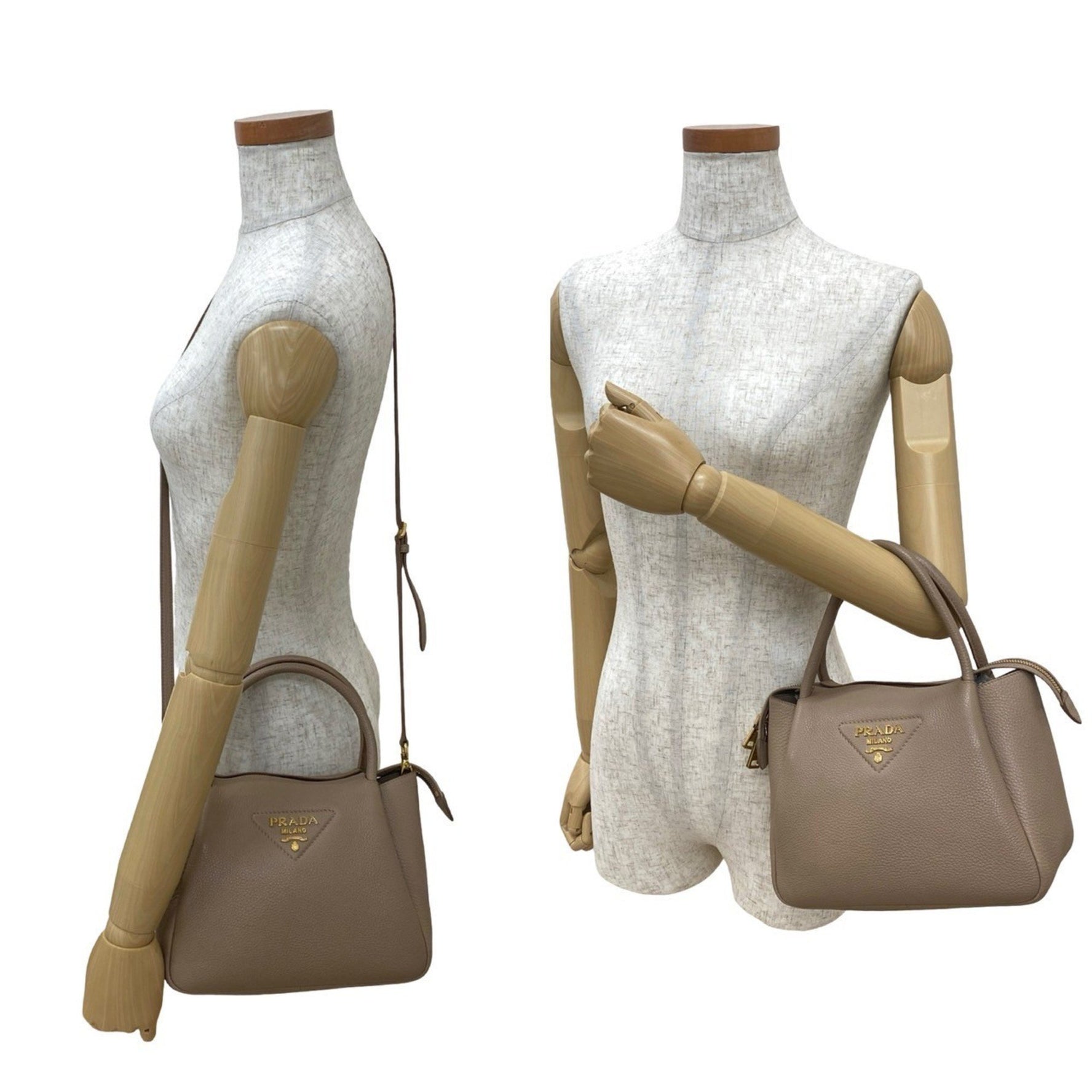 Prada Flu Vitello Dino Logo Hardware Soft Leather Handbag/Shoulder Bag