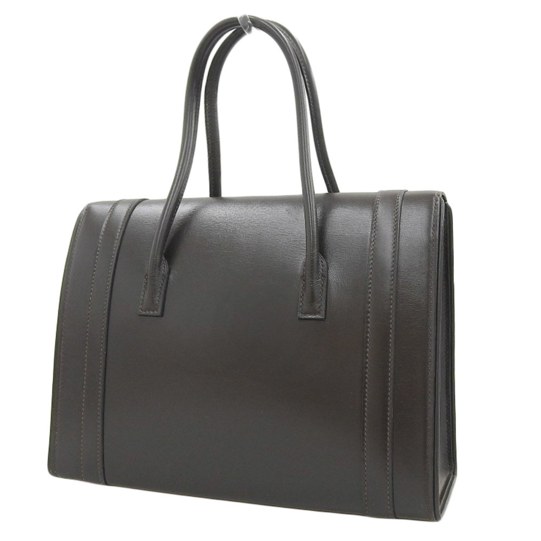 Hermes Drag 27 〇S engraved handbag bag box calf chocolate GP hardware