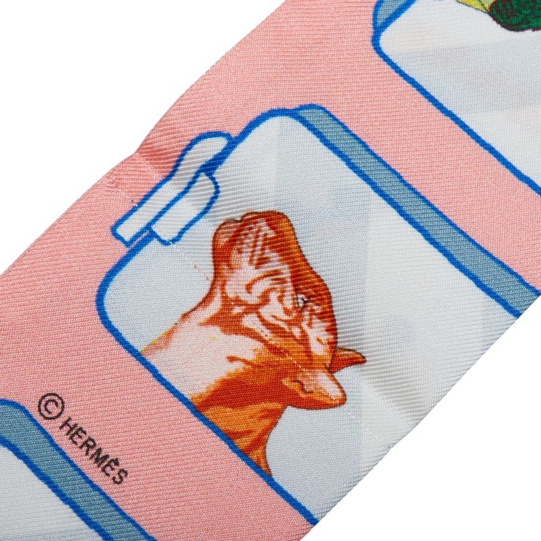 Hermes Twilly STORY Scarf, Pink Multicolor Silk