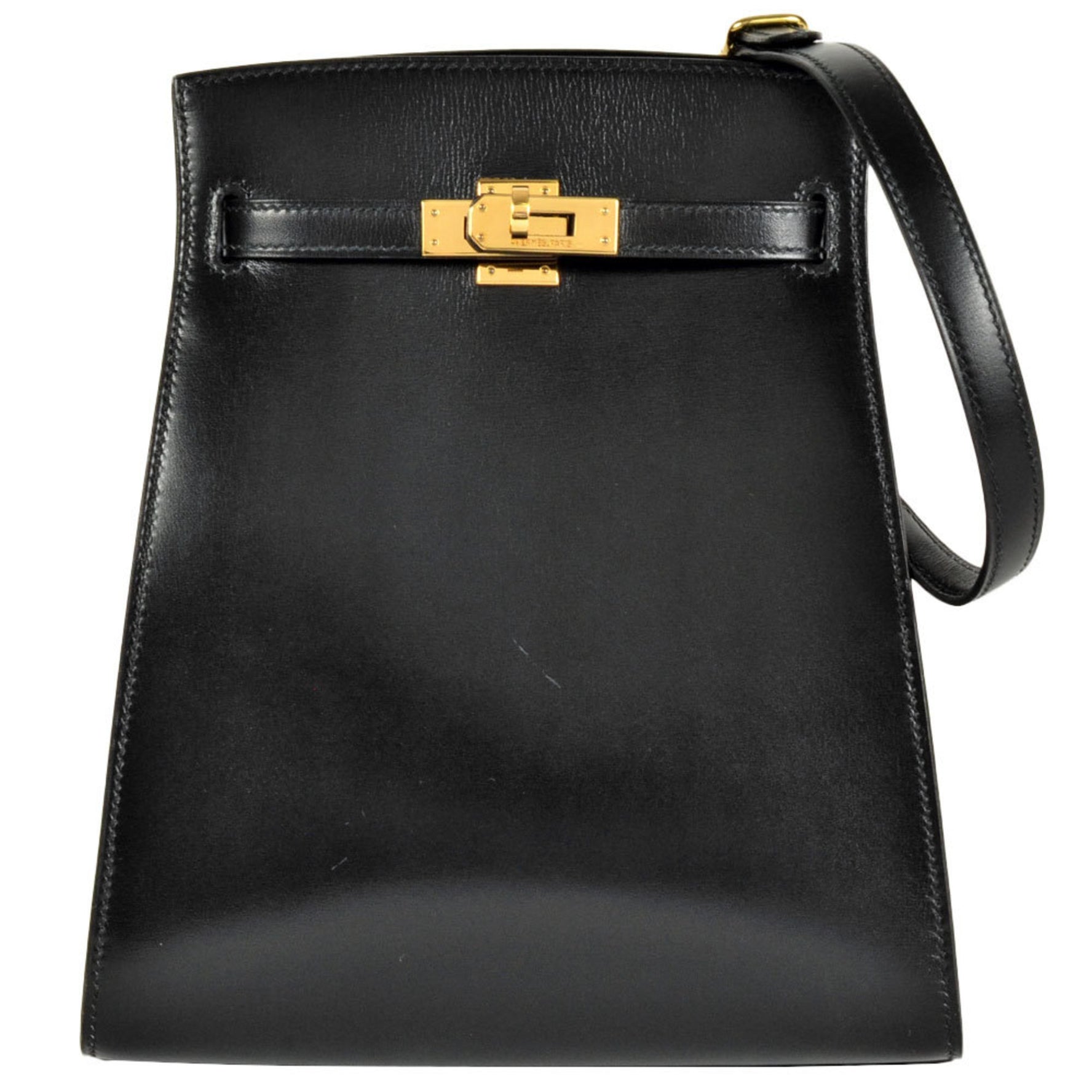 Hermes Kelly Sport PM Outside Stitched Shoulder Bag Box Calf 〇U Stamp Noir