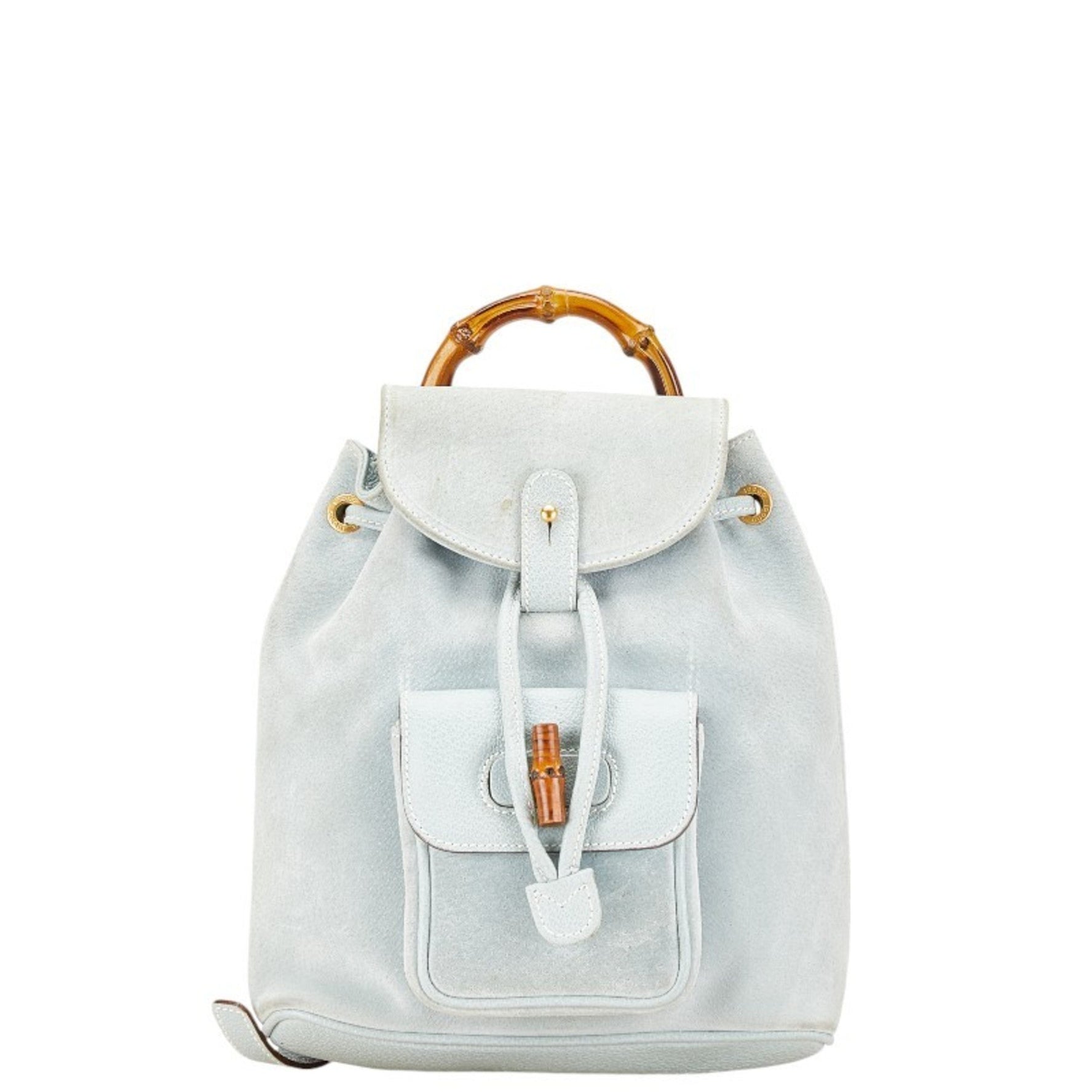Gucci Bamboo Backpack 003 2058 0030 Light Blue Suede Leather