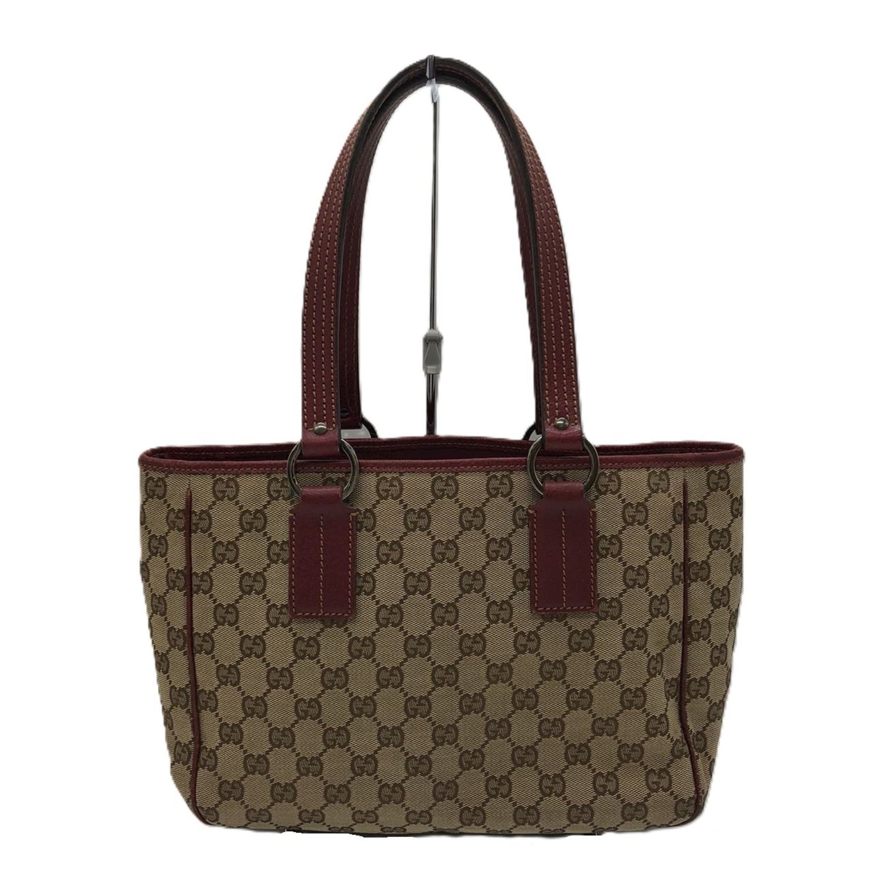 GUCCI GG Canvas Tote Bag, Handbag, Leather