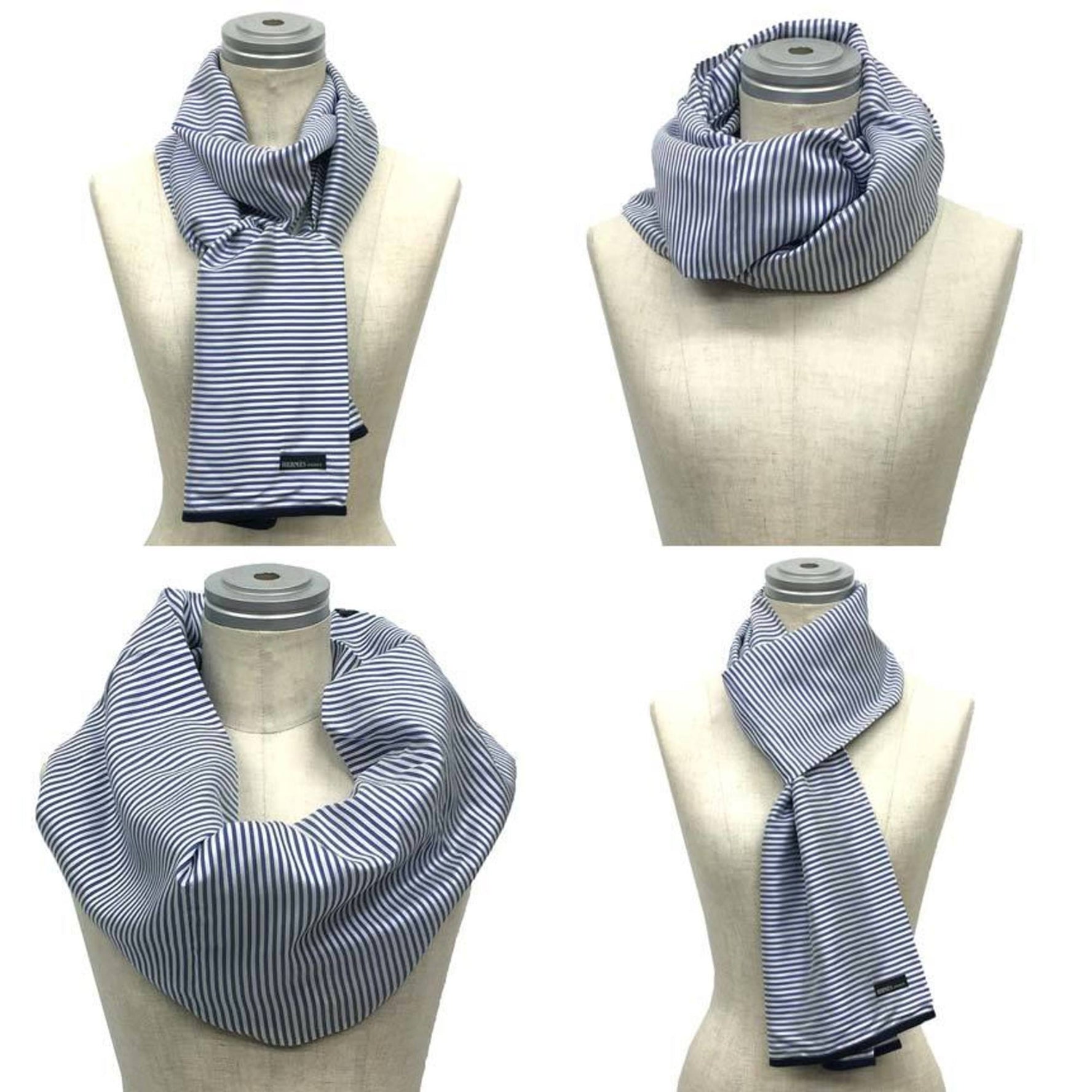 HERMES Stole Striped Silk Men's