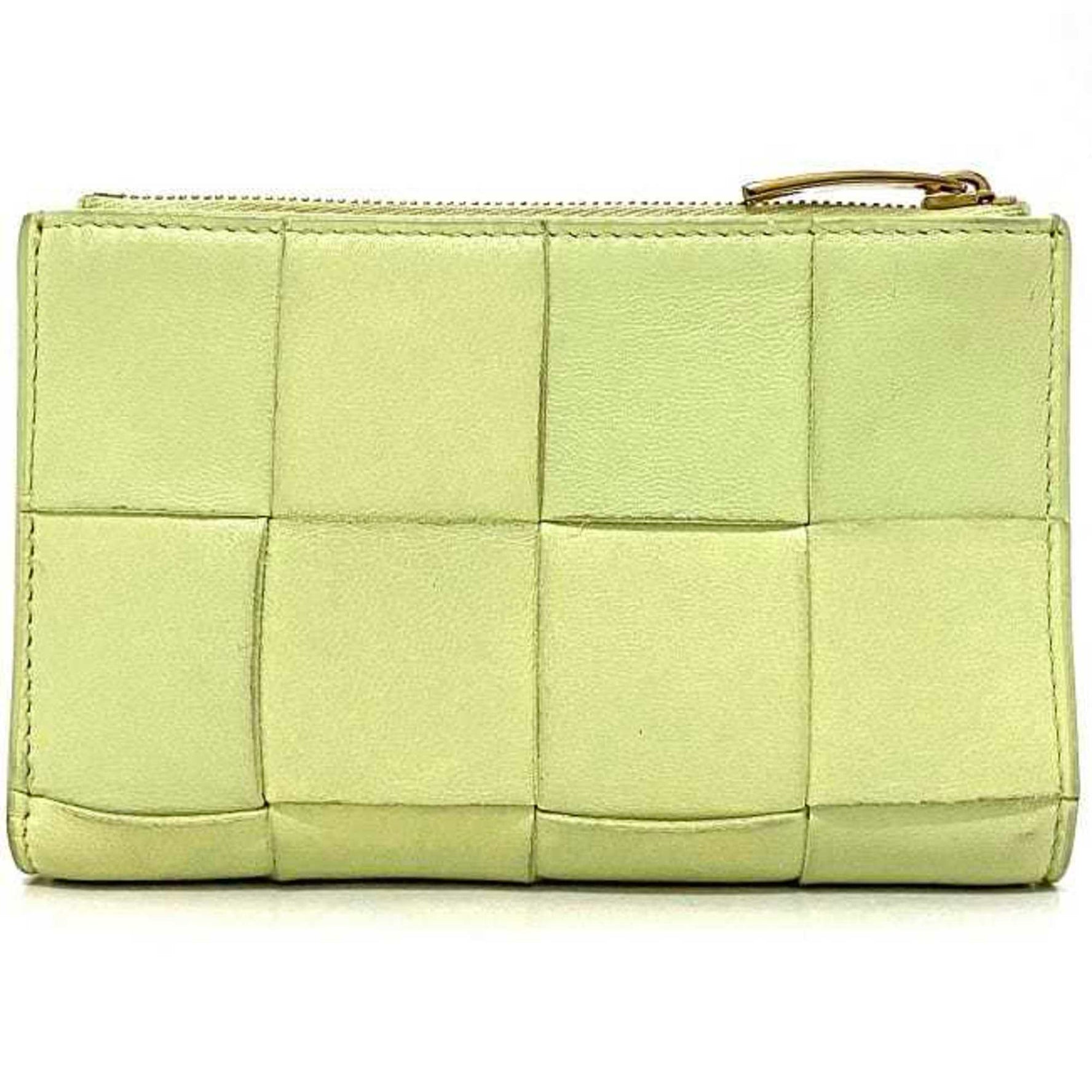 Bottega Veneta bi-fold wallet light green yellow intrecciato leather BOTTEGA VENETA 10 pieces soft