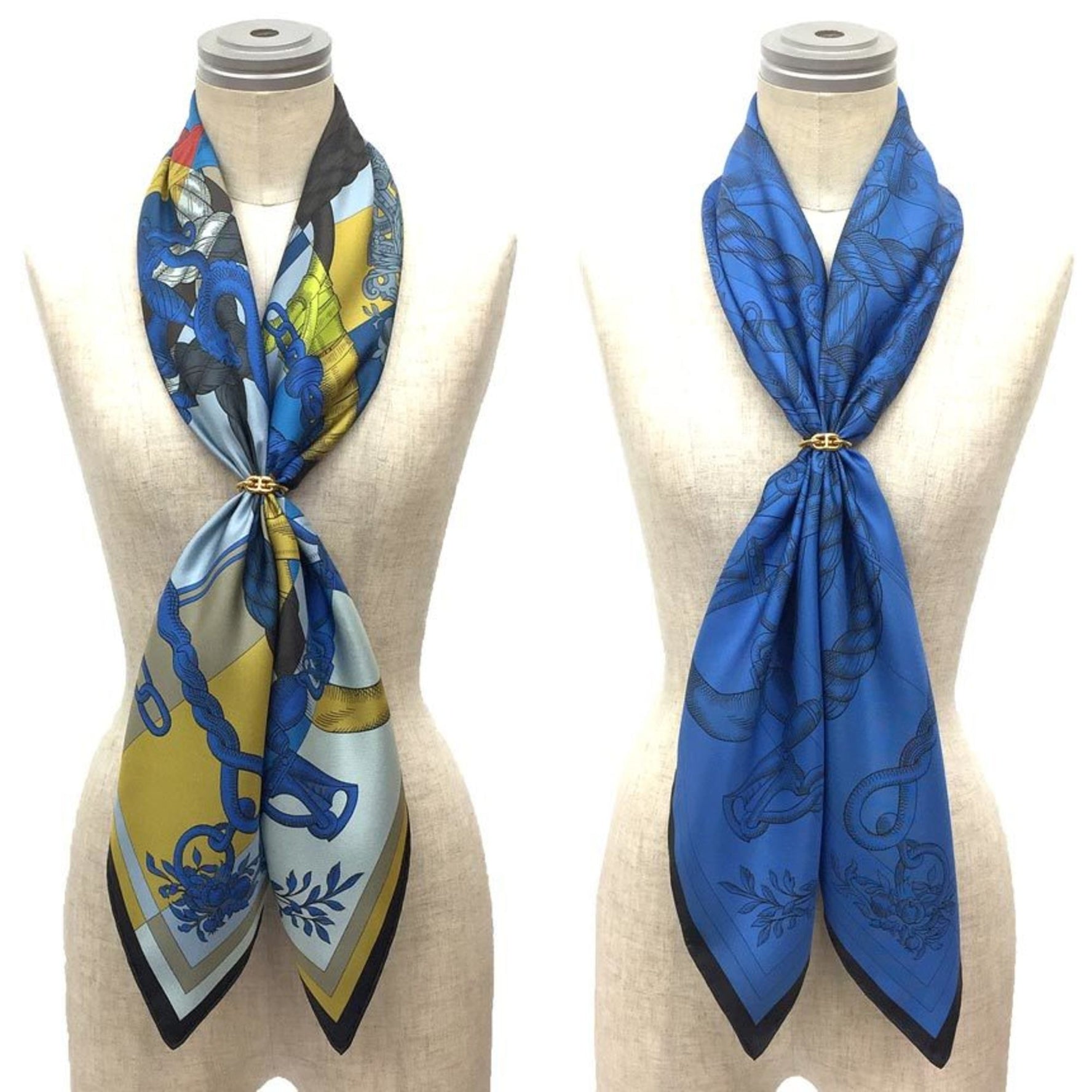 HERMES Carre 90 Double Face Scarf Muffler DELLA CAVALLERIA 100% Silk