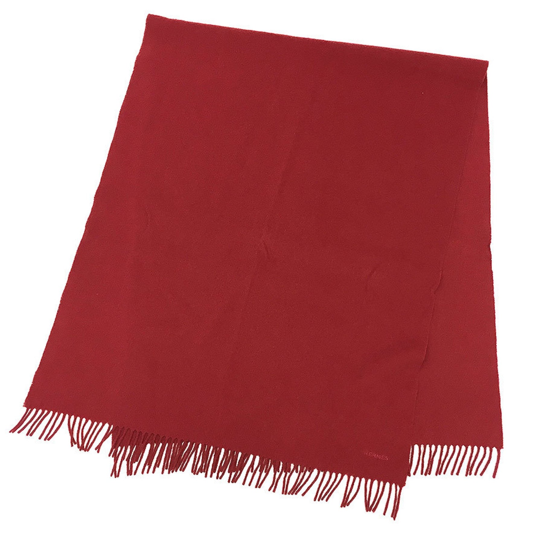 HERMES Cashmere Scarf Stole Shawl Red