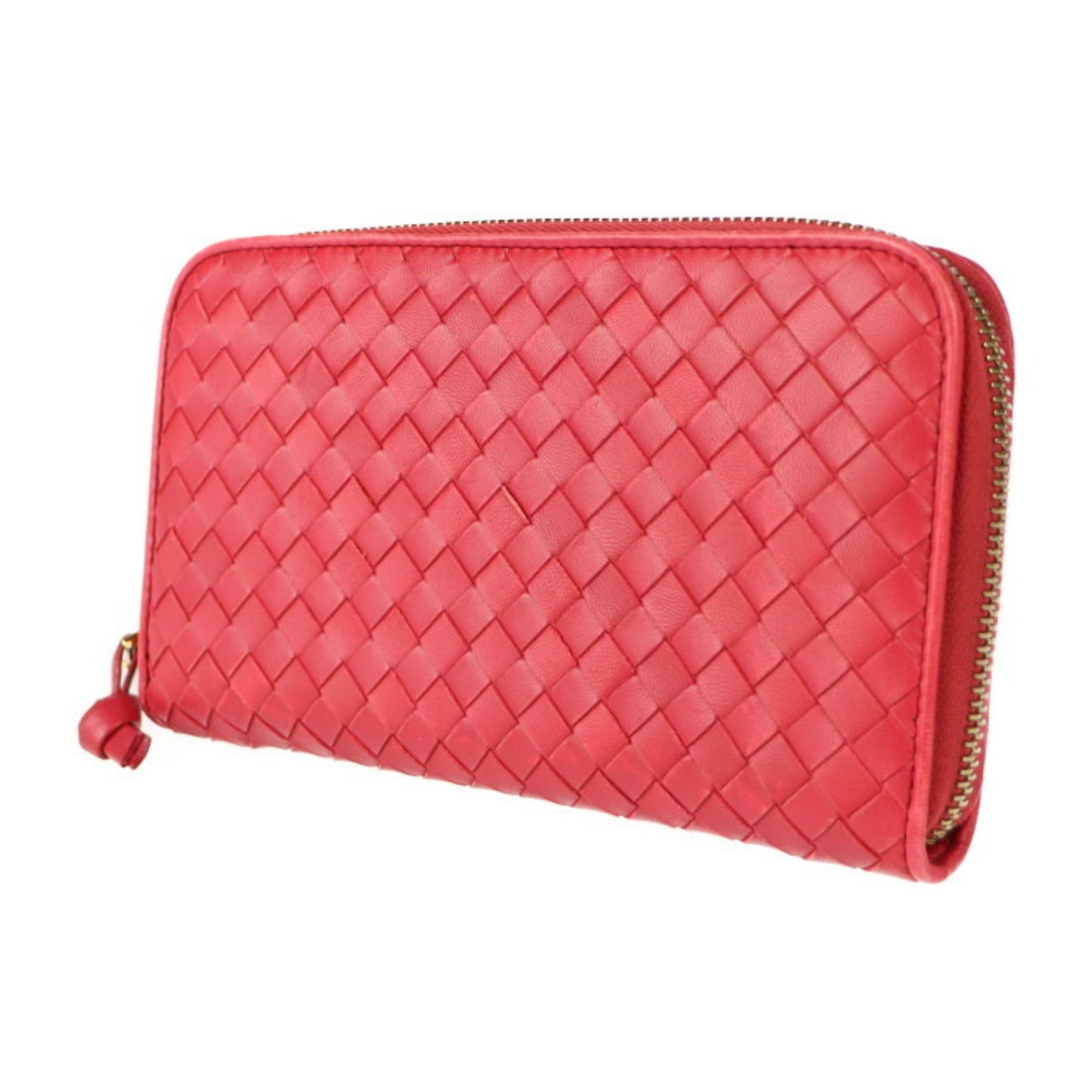BOTTEGA VENETA Bottega Veneta intrecciato long wallet leather red series round zipper