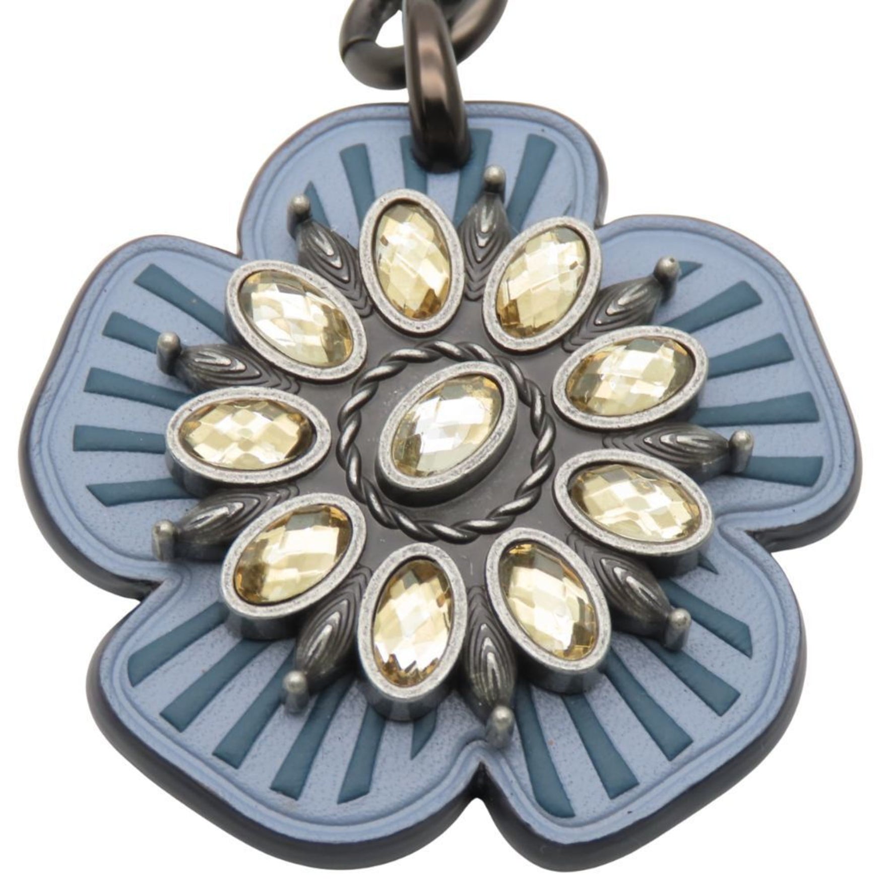 Coach Tea Rose Leather Rhinestone Keychain Bag Charm