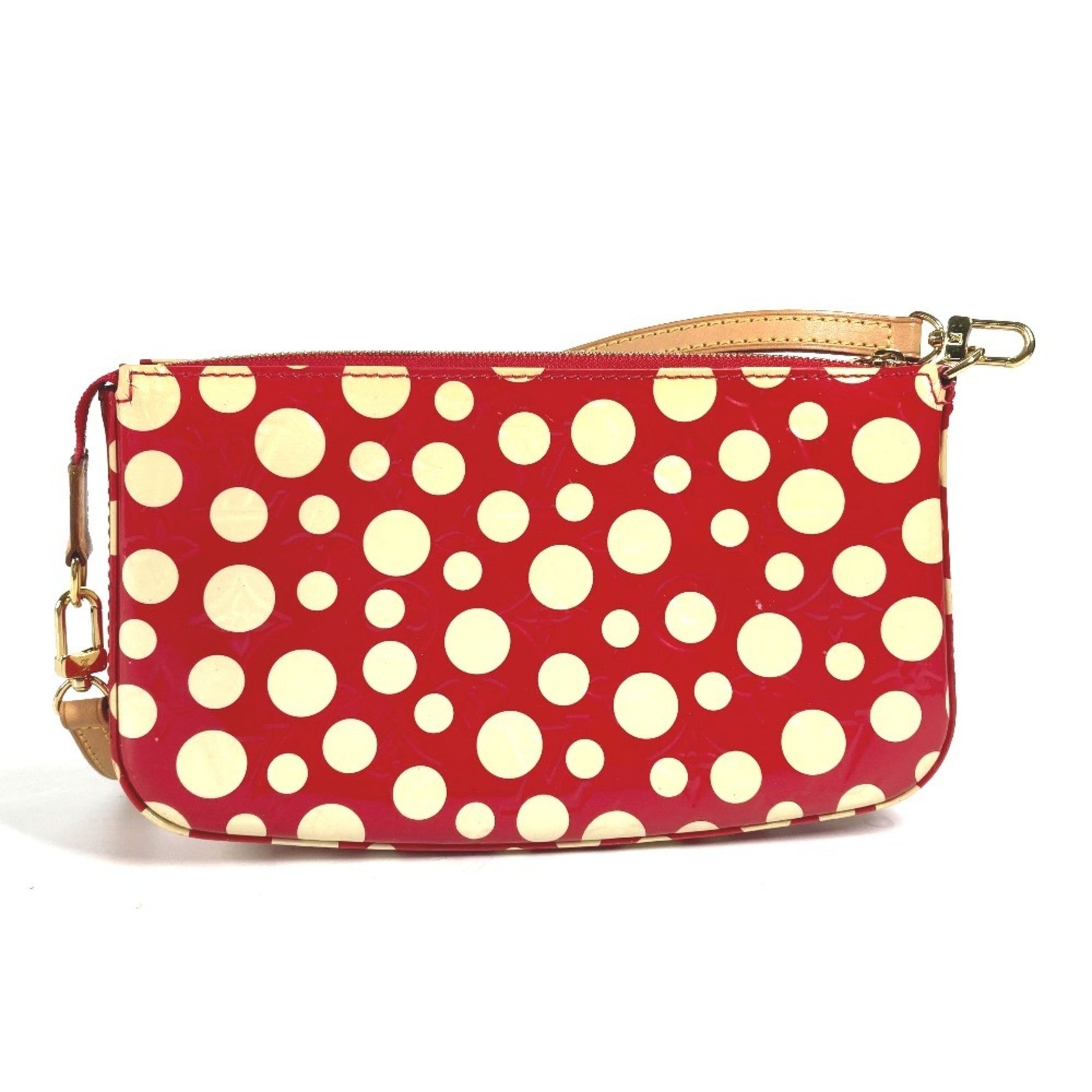 Louis Vuitton Vernis Yayoi Kusama Collaboration Dot Pochette Accessory Pouch Shoulder Bag Patent Leather Red