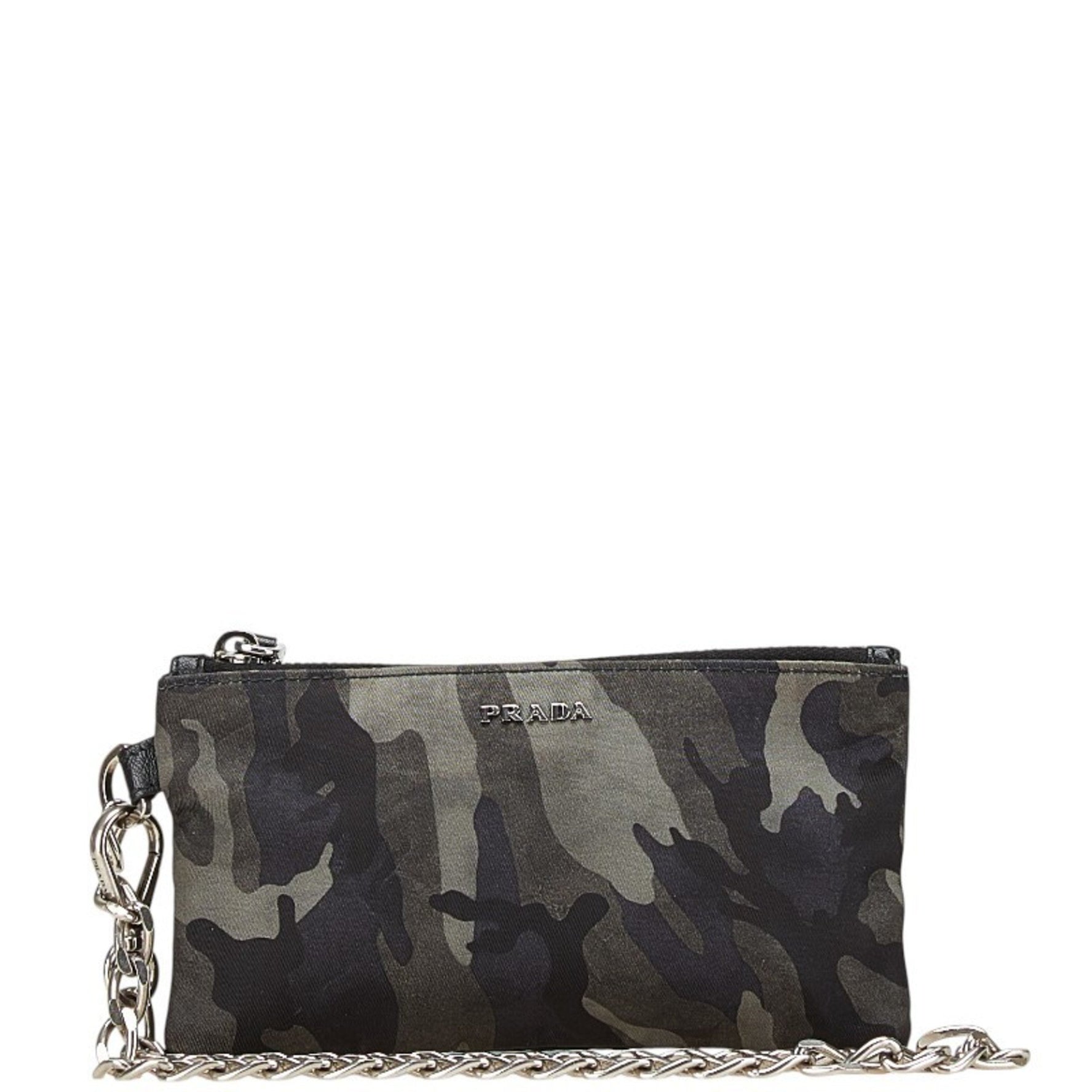 Prada Camouflage Pouch/Coin Case in Black/Grey Nylon and Leather