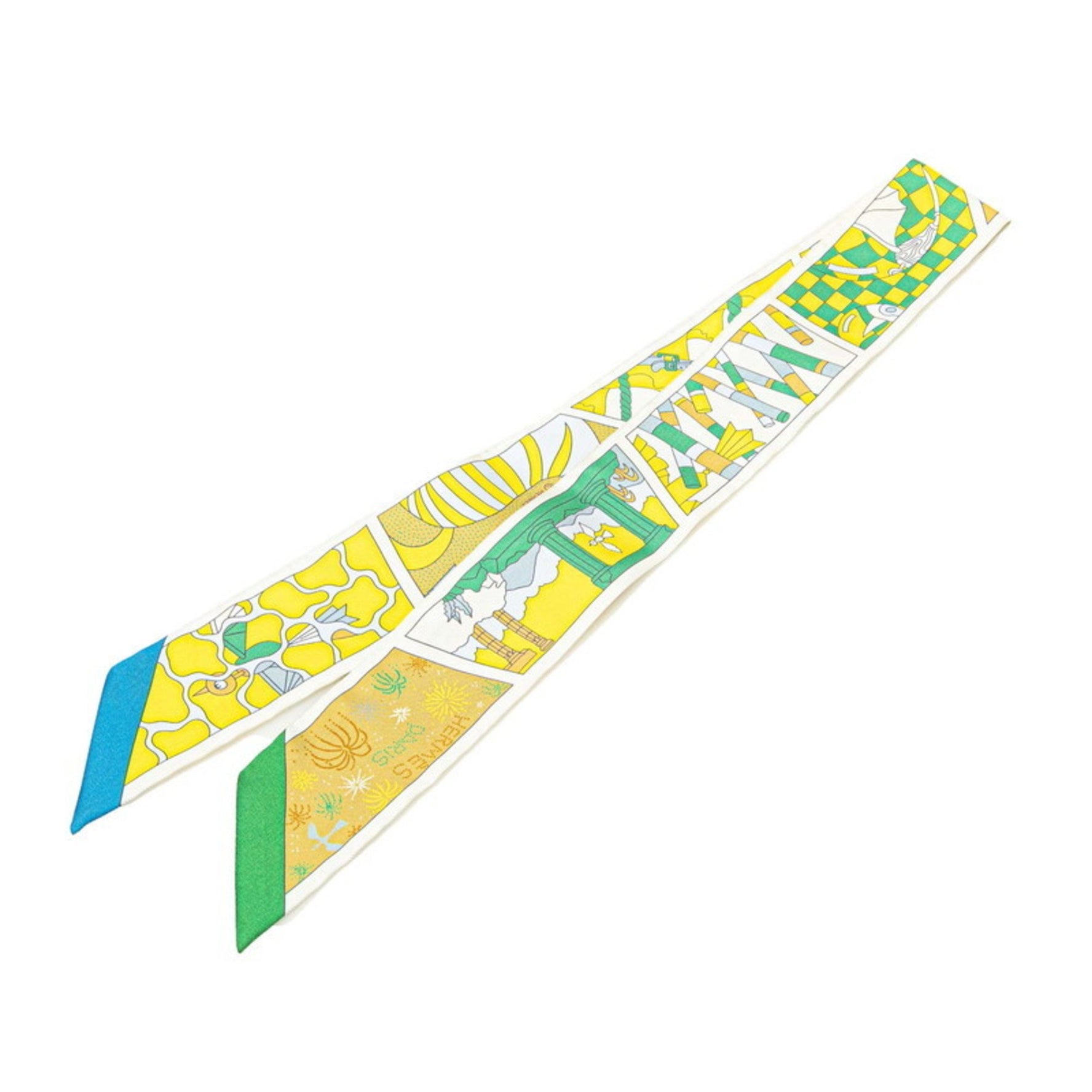 Hermes Hermès Twilly Factory Suite Scarf, White and Multicolor Silk