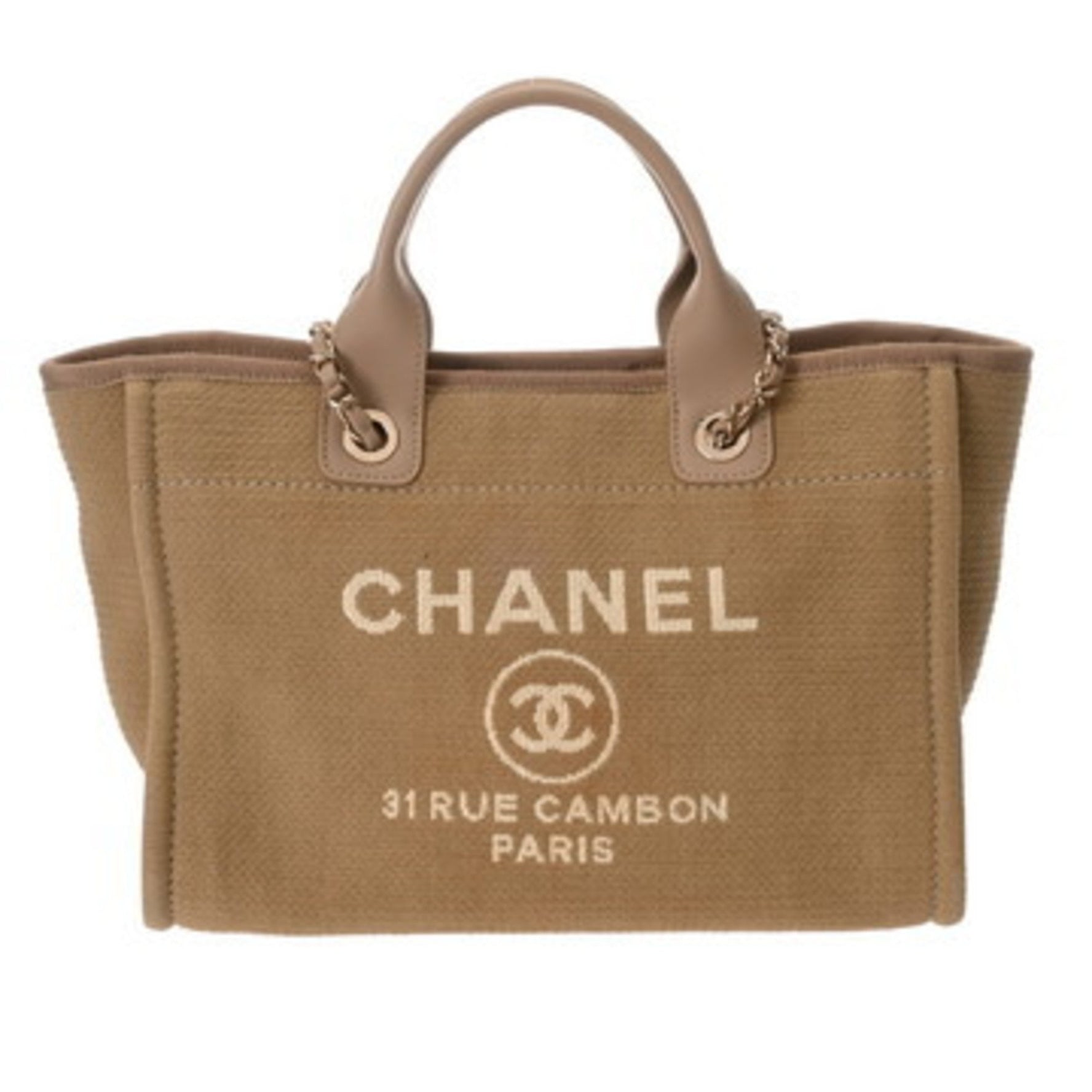 CHANEL Deauville MM Chain Tote, Canvas Tote Bag