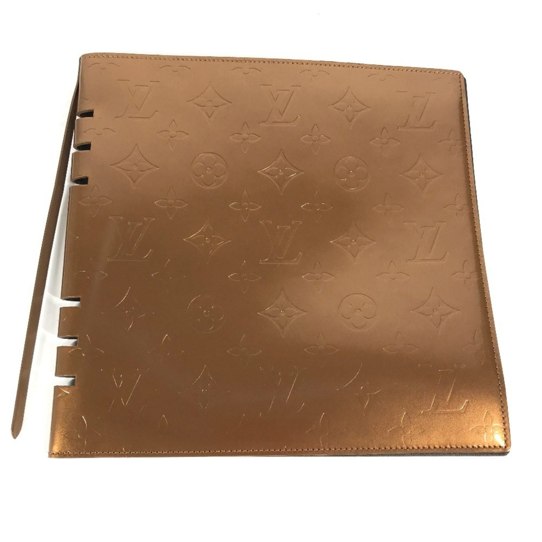 Louis Vuitton Monogram Vernis Book Cover Album Stationery Case Notebook Bronze Brown