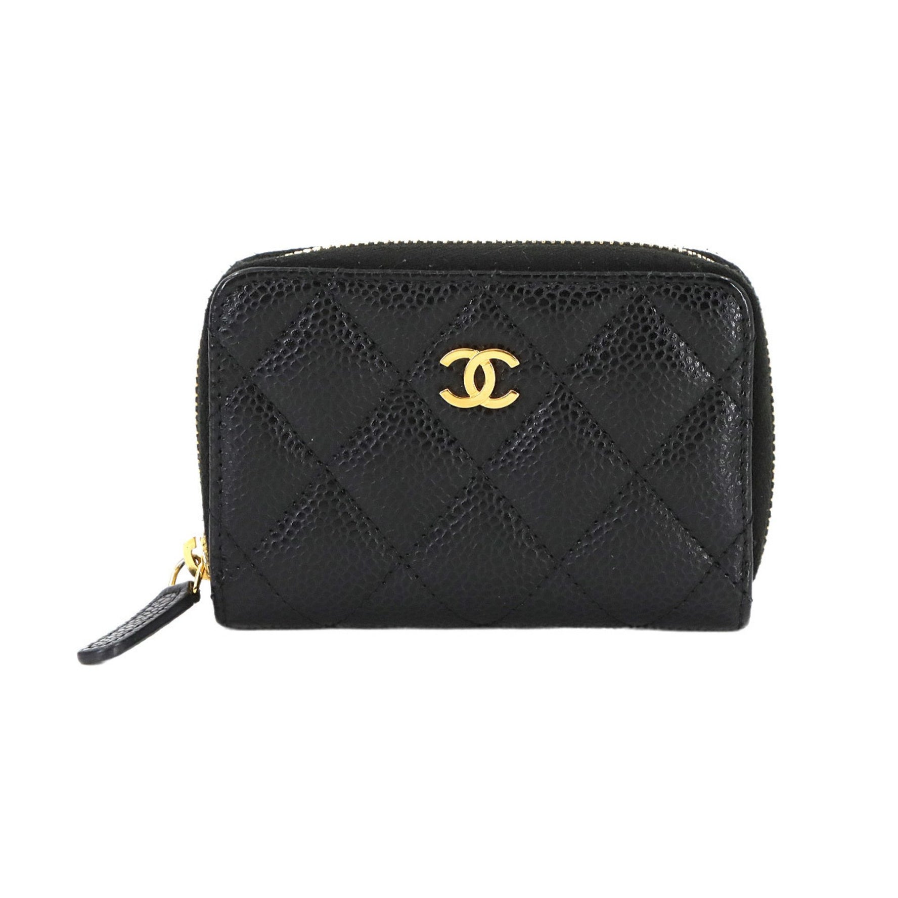 CHANEL Matelasse Coin Case, Caviar Leather, with Coco Mark and Gold Hardware