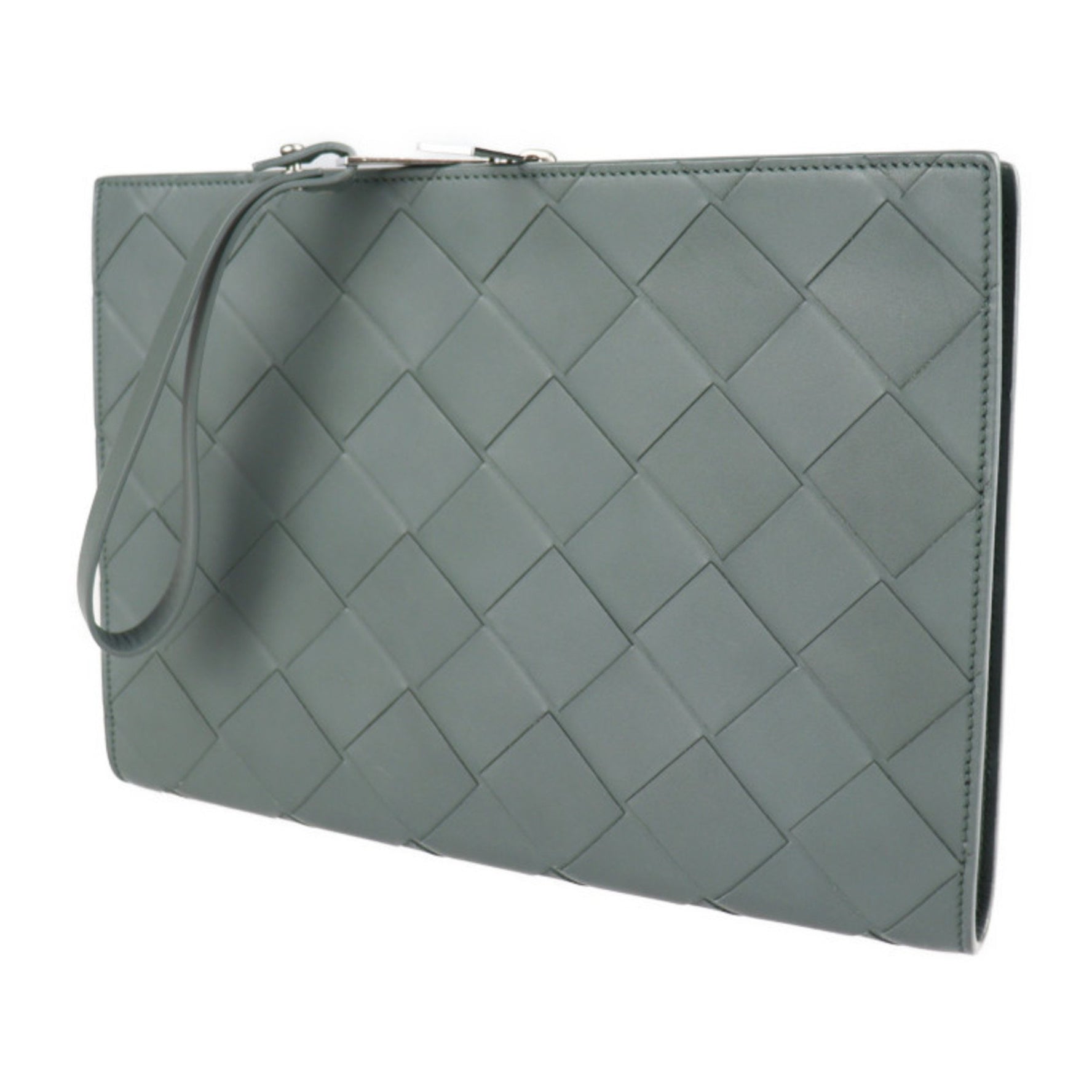 BOTTEGA VENETA Bottega Veneta Case Maxi Intrecciato Second Bag 1607 Leather SLATE Clutch Handbag