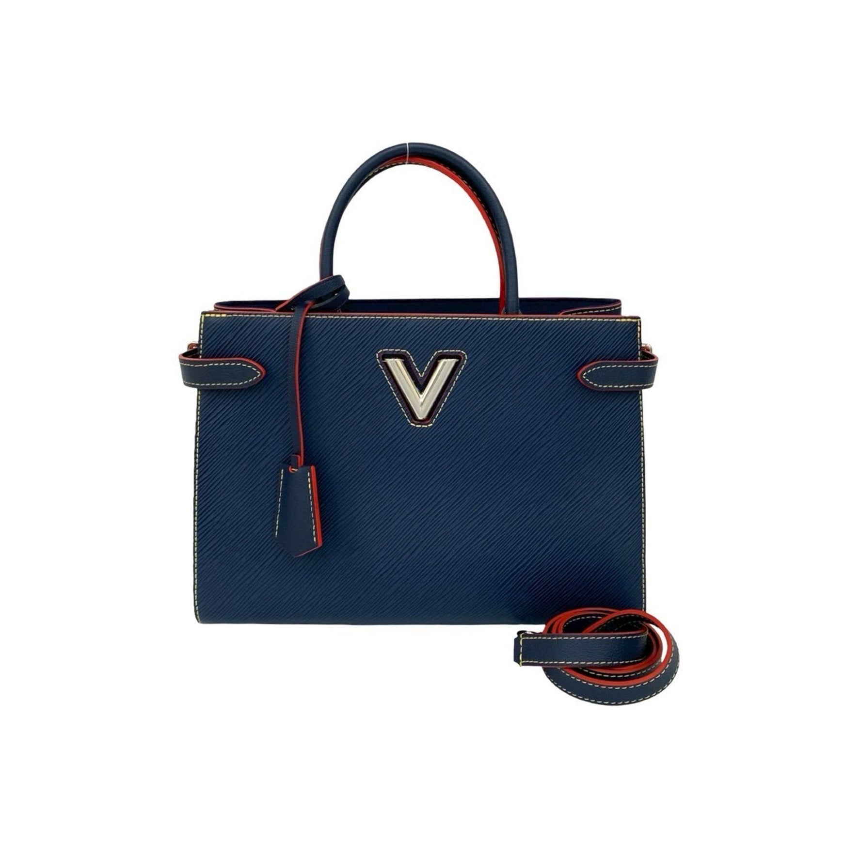 LOUIS VUITTON Twist Tote Leather Handbag/Shoulder Bag Red 35-10