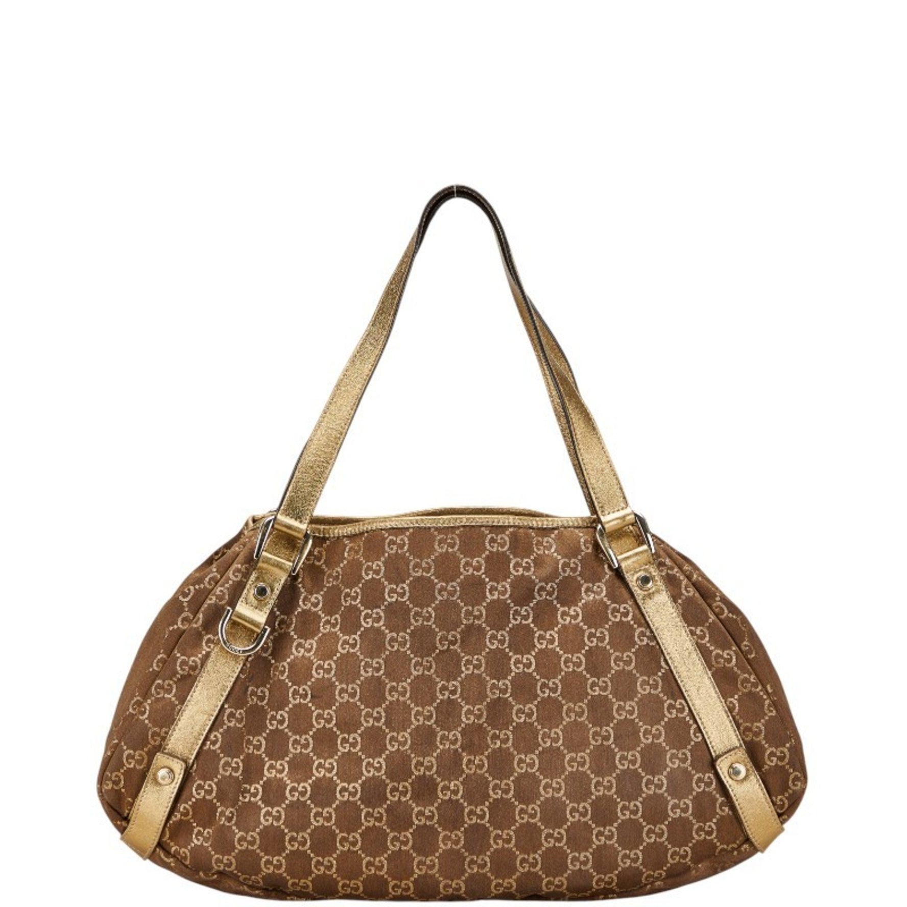 Gucci GG Canvas Abbey Tote Bag Handbag Brown and Gold Leather