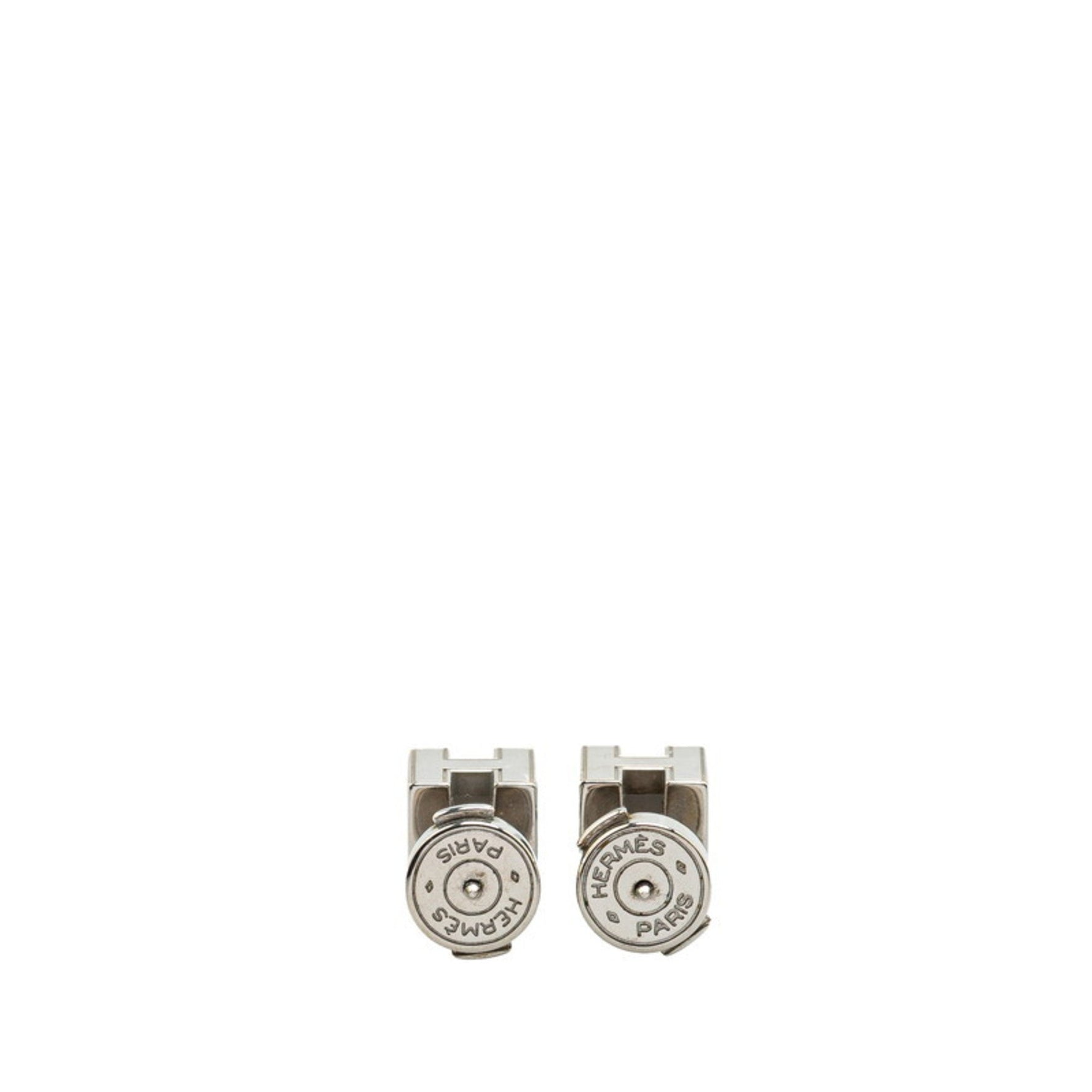 Hermes Hermès Cage de H Cube Earrings in Silver, Green, and Blue Metal