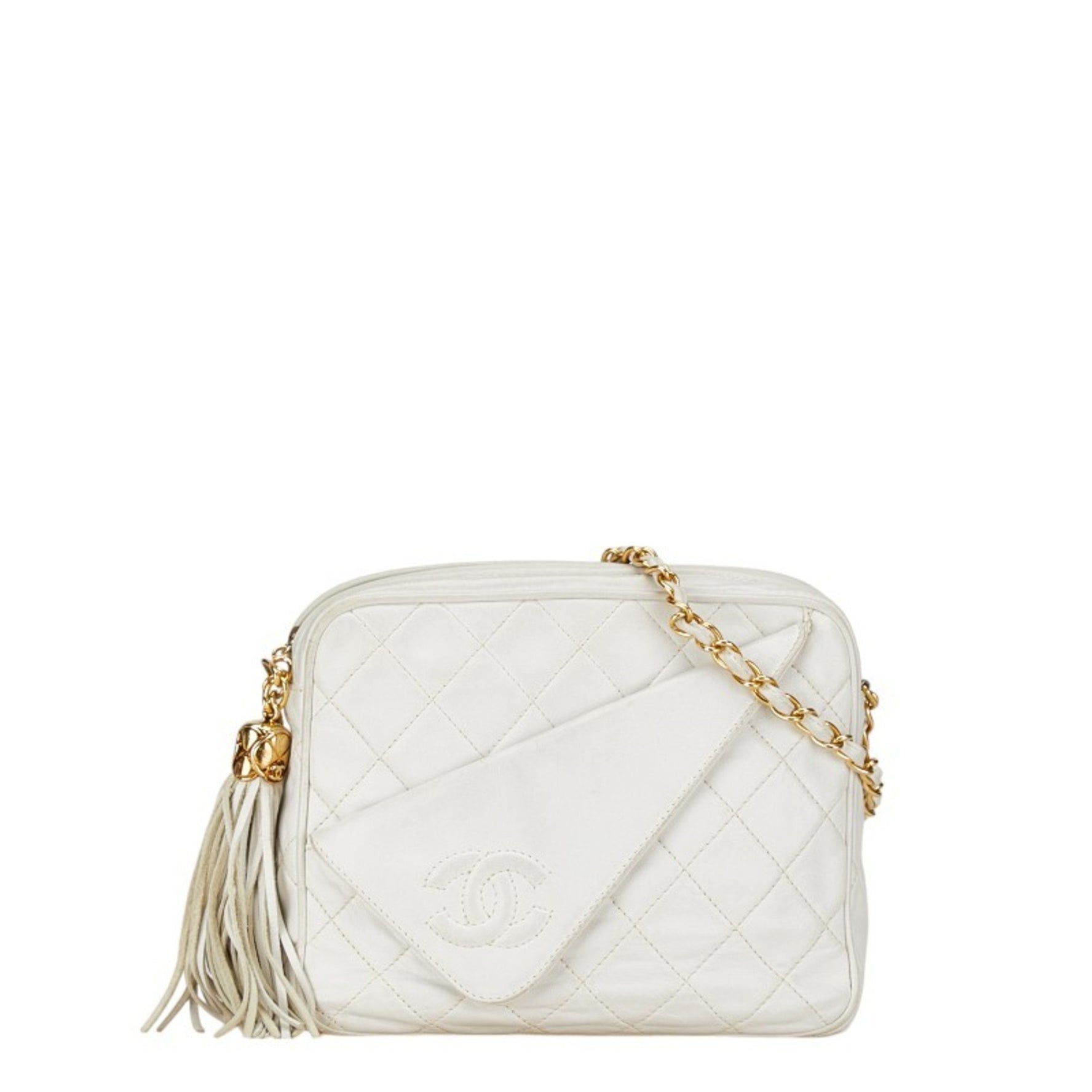 Chanel Matelasse Coco Mark Tassel Chain Shoulder Bag Lambskin