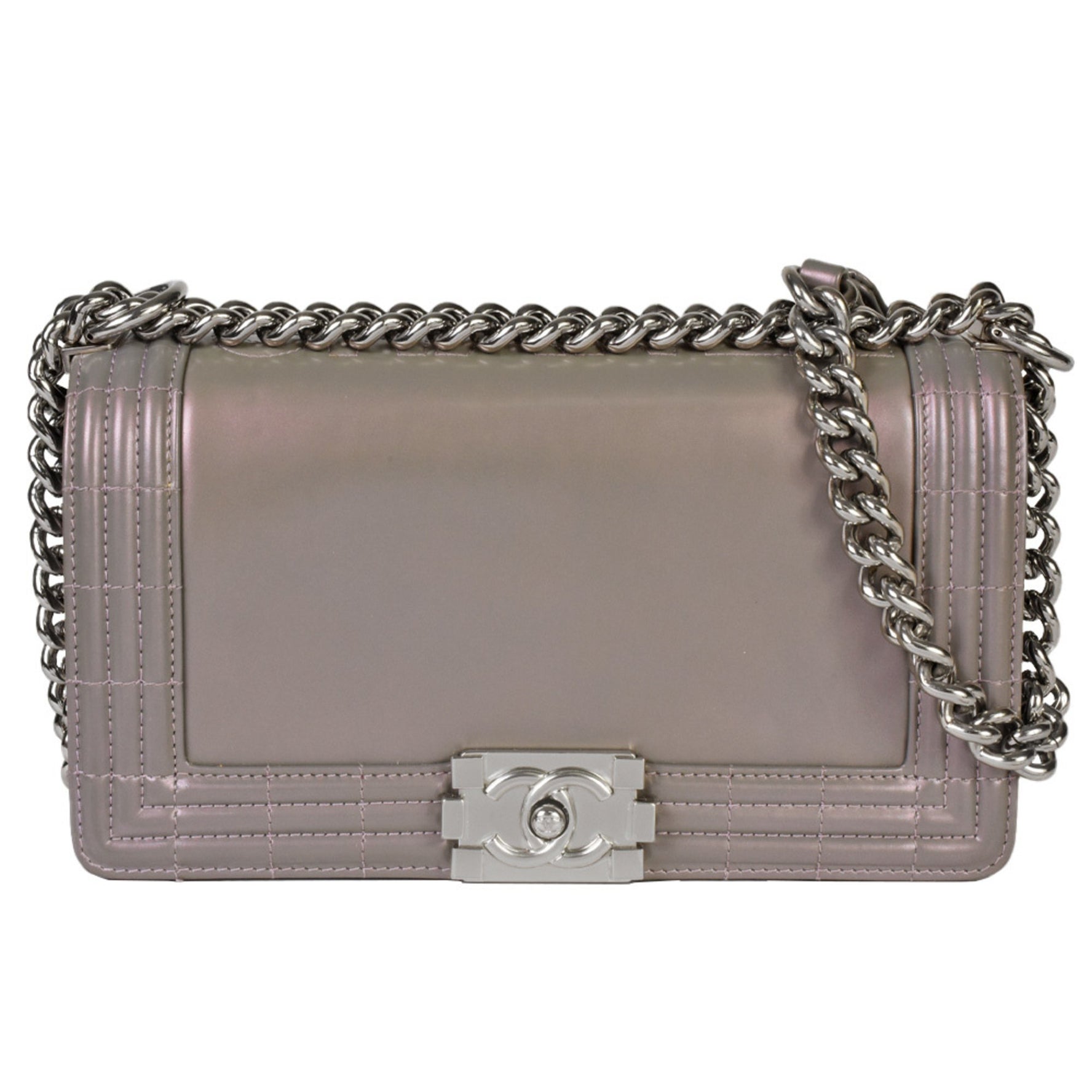 CHANEL Boy Coco Mark Chain Shoulder Bag No. 16 (manufactured in 2012) Metallic Gray Leather