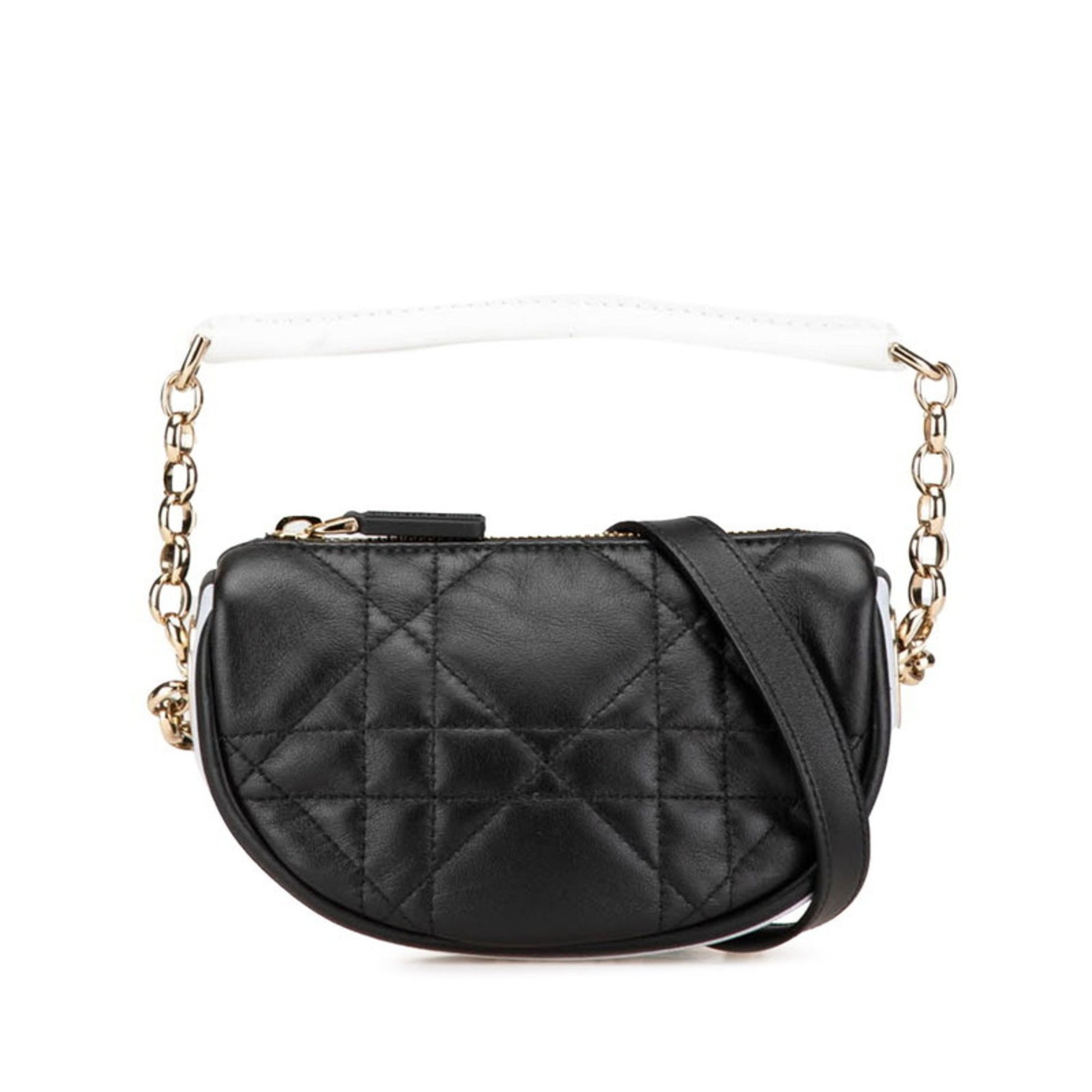 Christian Dior Dior Vibe Cannage Hobo Bag Handbag Shoulder Black White Leather