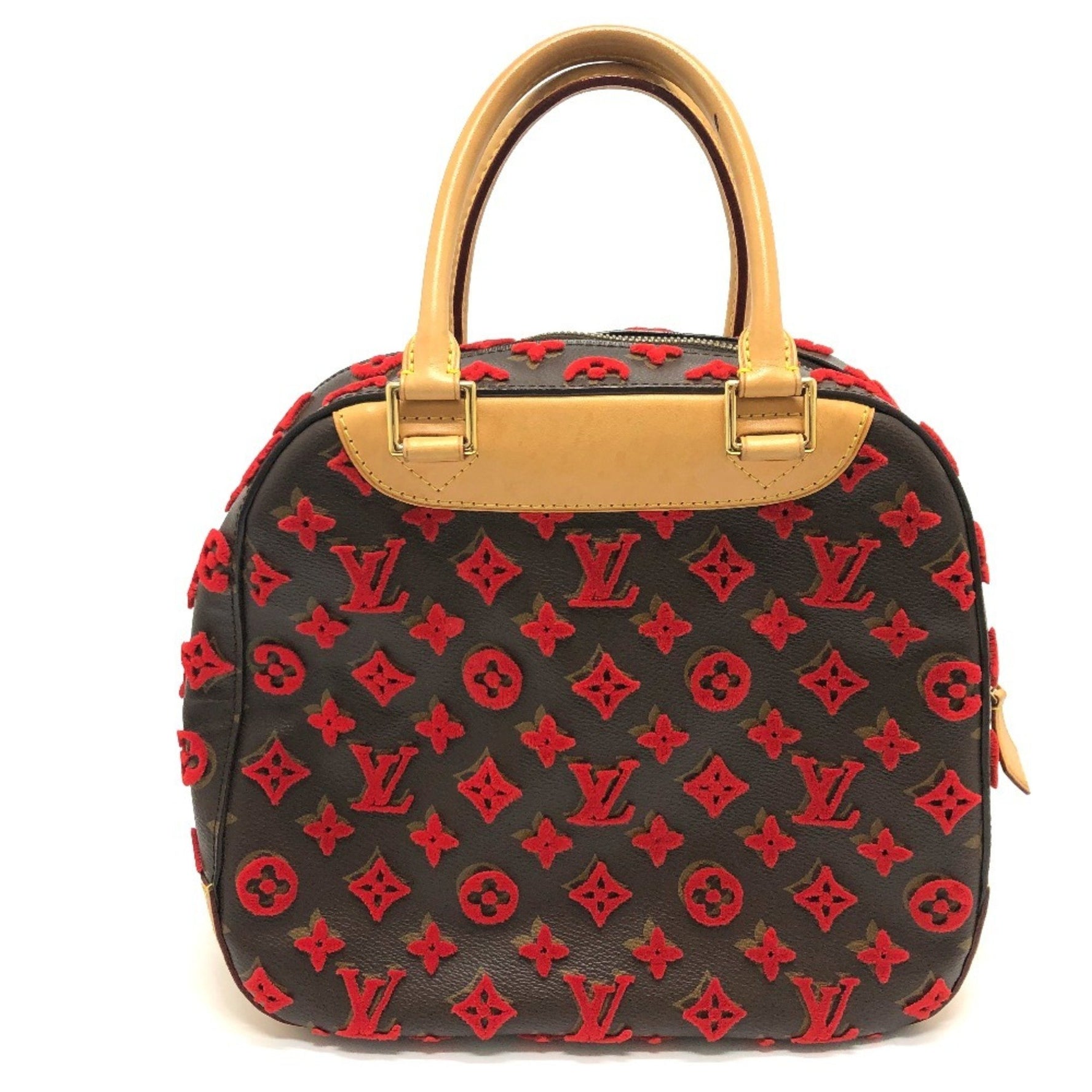 Louis Vuitton Monogram Tufftage Deauville Cube Handbag in Canvas, Brown/Red