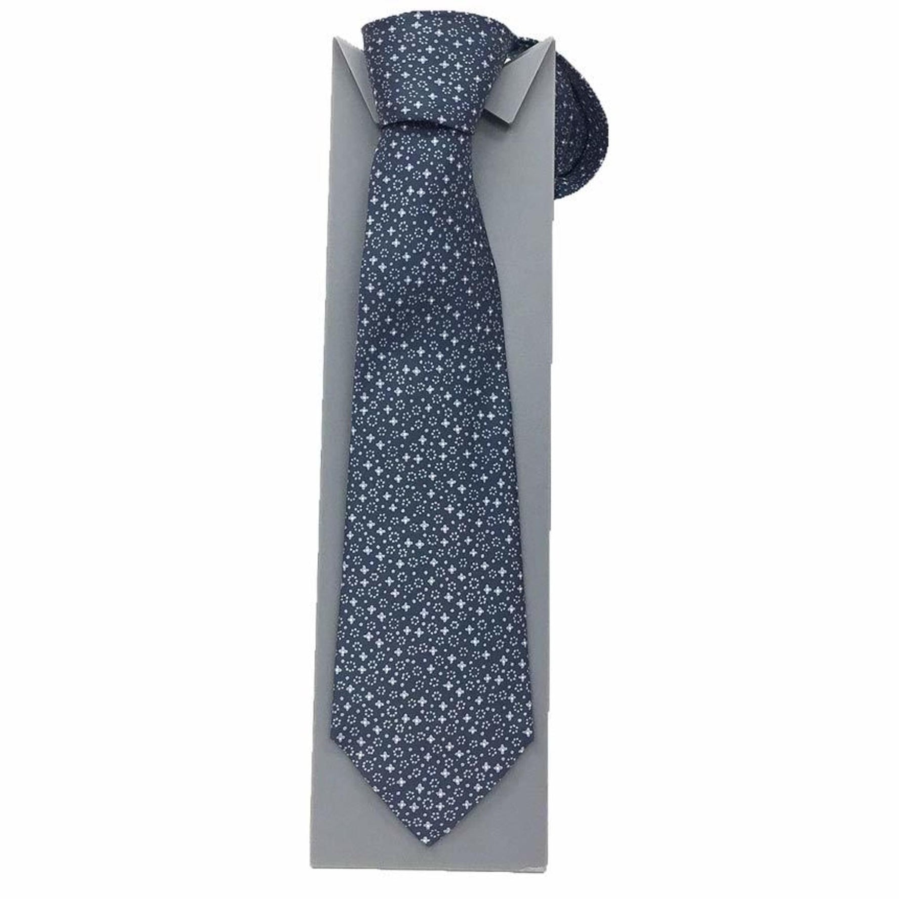 Hermes Tie Flower 100% Silk Smoke Grey