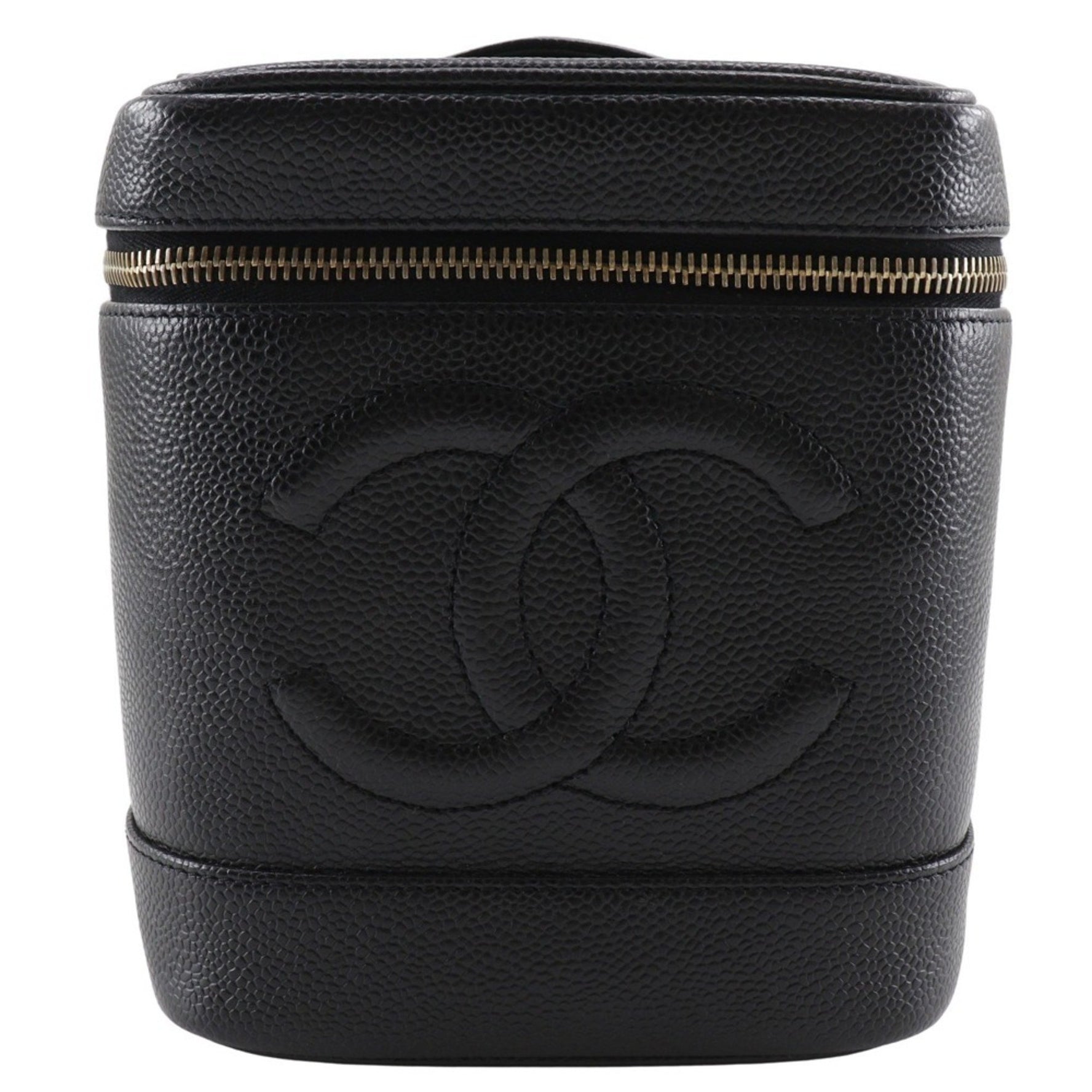 CHANEL Vanity Pouch Coco Mark Handbag Caviar Skin