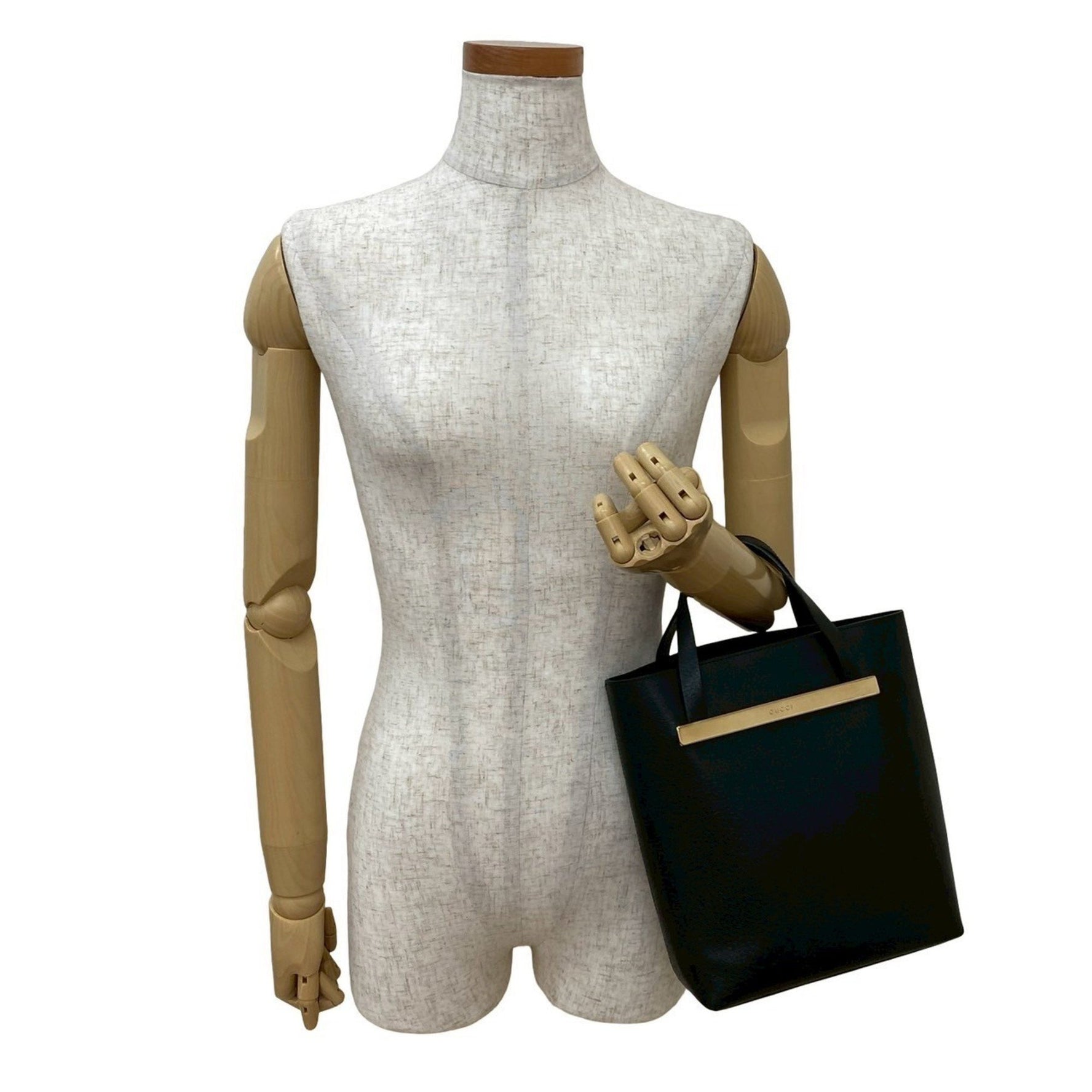 GUCCI Vintage Logo Hardware Calf Leather Handbag Mini Tote Bag 01822