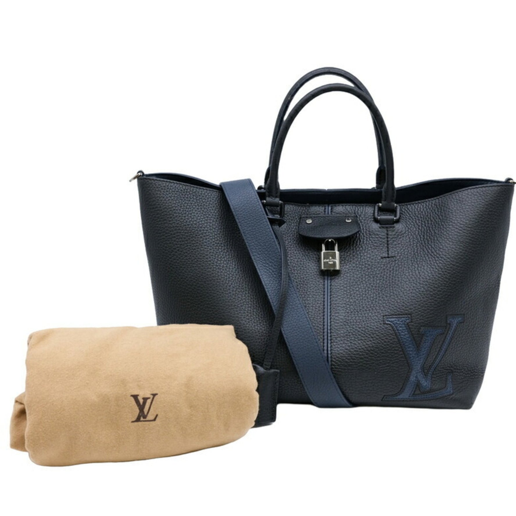 Louis Vuitton Pernel Tote Shoulder Bag Taurillon Leather Black
