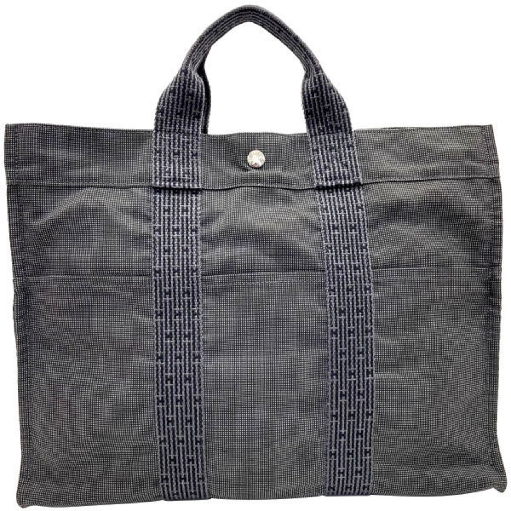Hermes Tote Bag Air Line MM Nylon Canvas Grey Men's