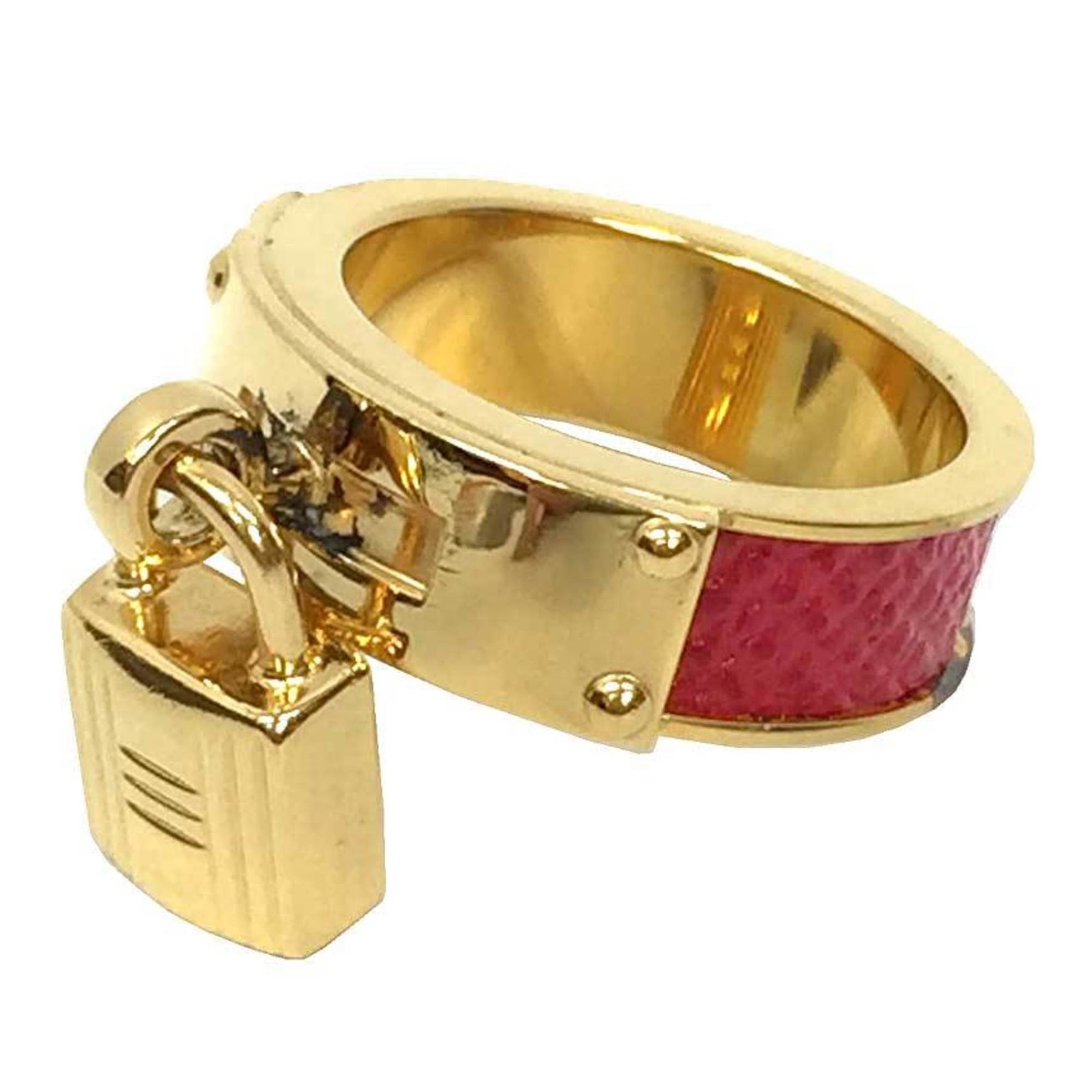 Hermes Kelly Cadena Scarf Ring Red x Gold H Muffler