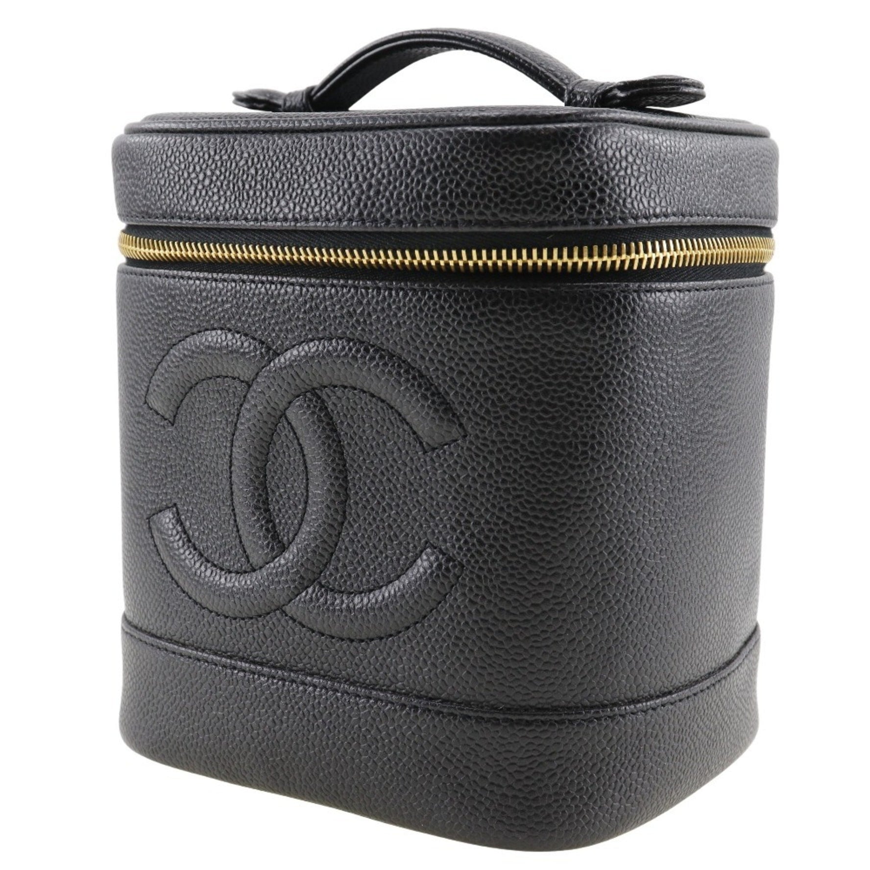 CHANEL Vanity Pouch Handbag Caviar Skin