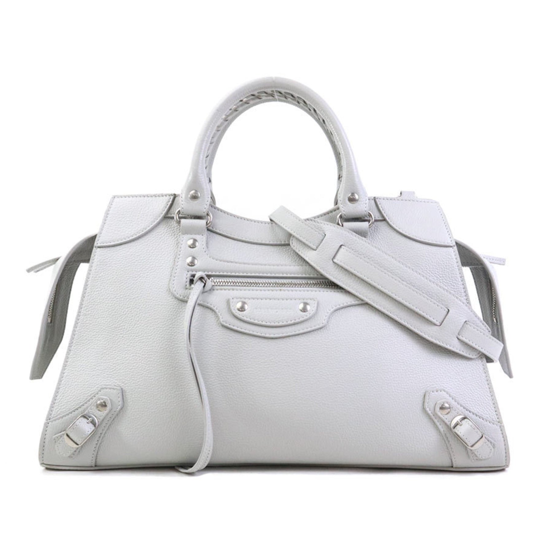 BALENCIAGA Handbag Shoulder Bag Neo Classic Leather Light Gray Silver