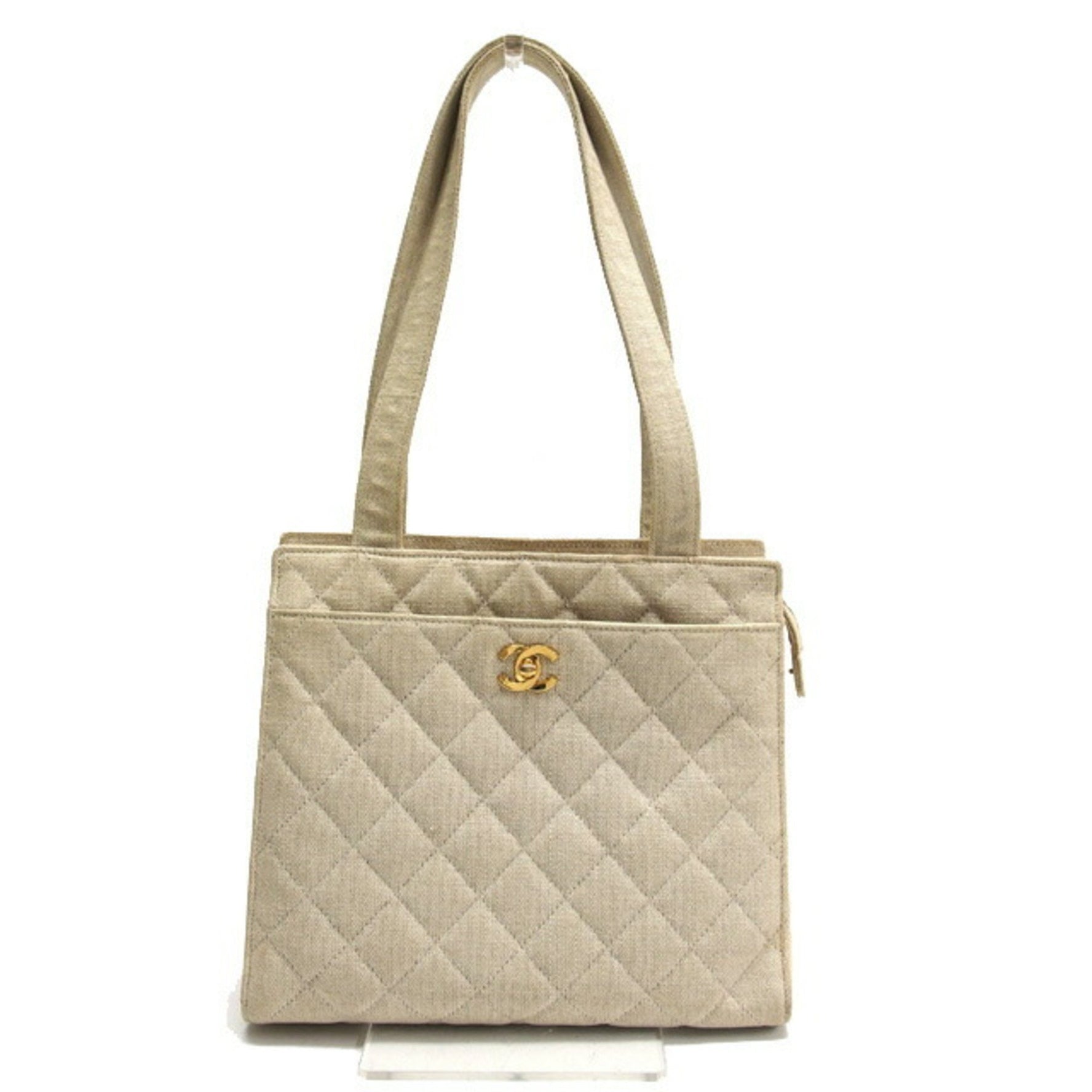 Chanel Matelasse canvas tote bag here mark Cream