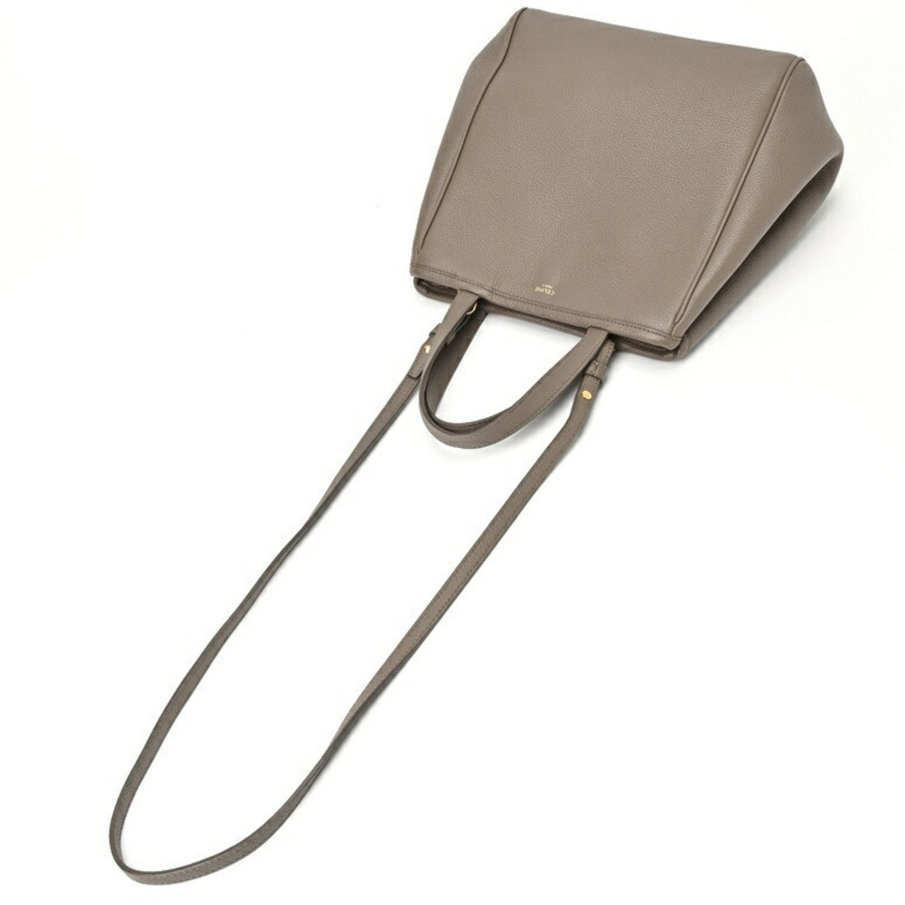 CELINE Small Fold Cabas Tote Bag Grained Calfskin Greige