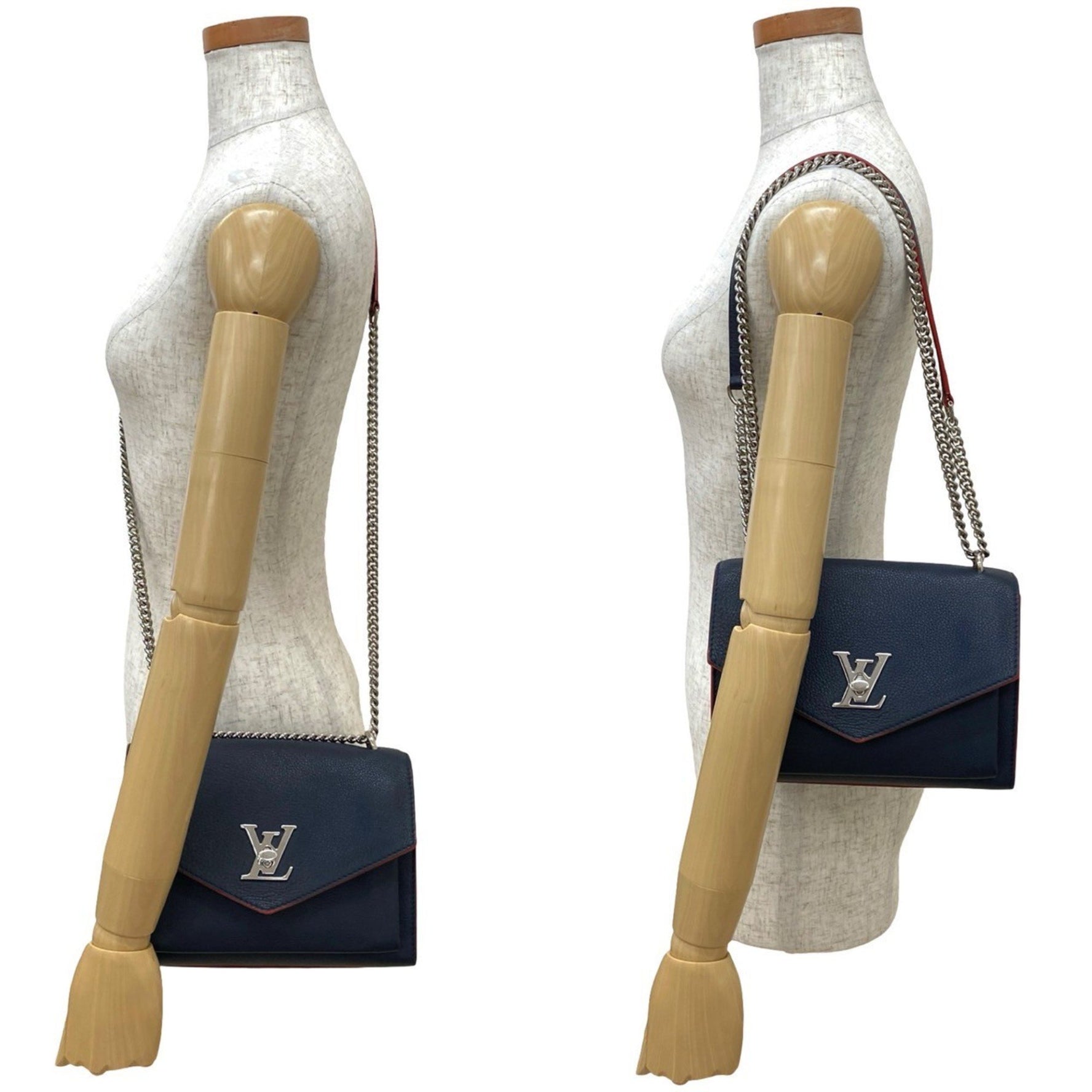 LOUIS VUITTON My Lock Me BB Leather Chain Semi Shoulder Bag Pochette 445-6