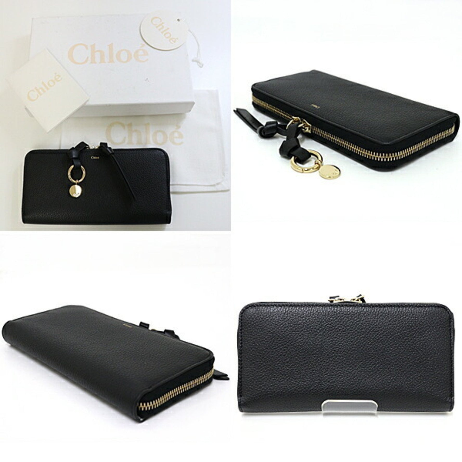 Chloé Chloe Alphabet wallet in grained leather with flap, long zip