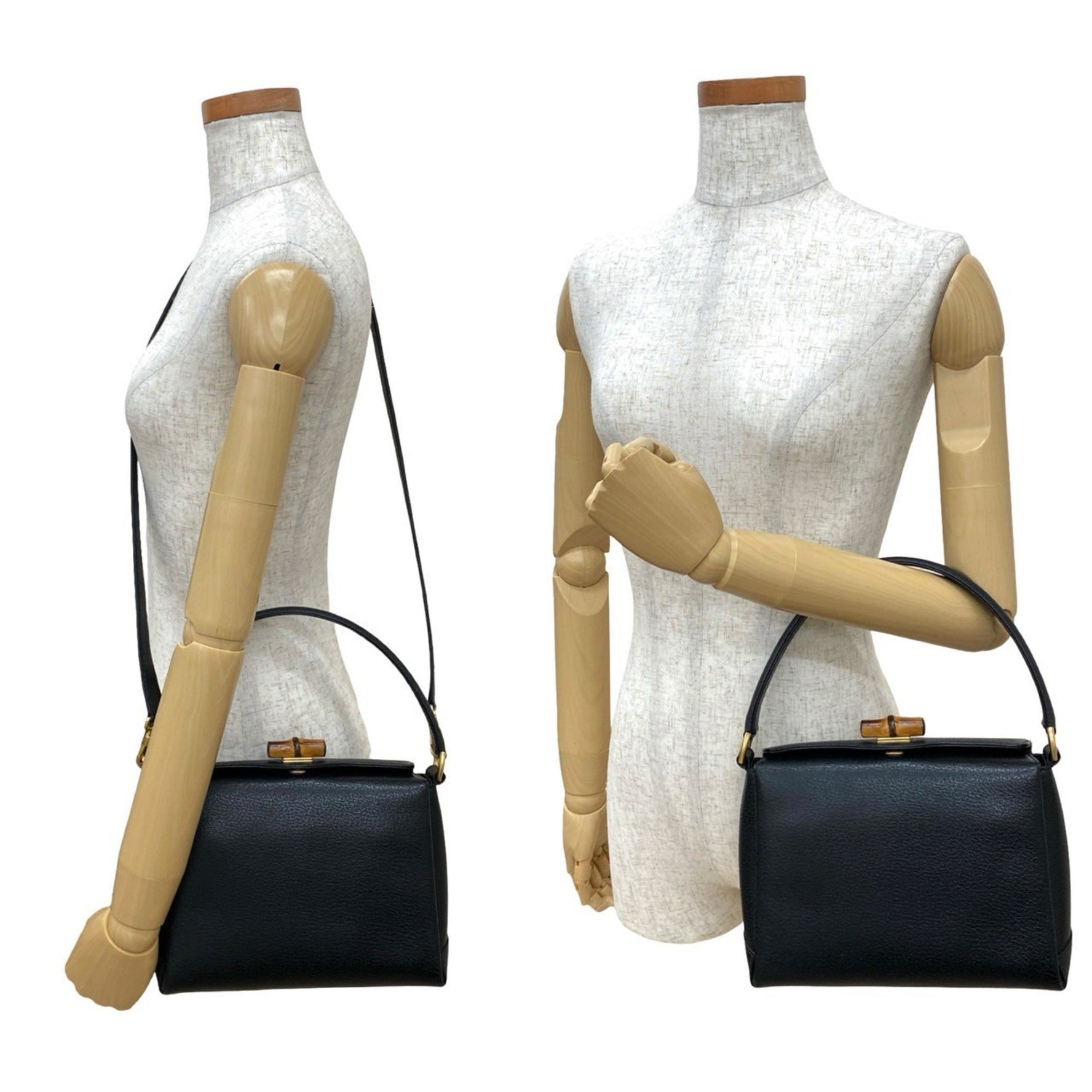 GUCCI Old Turnlock Bamboo Leather Handbag/Shoulder Bag