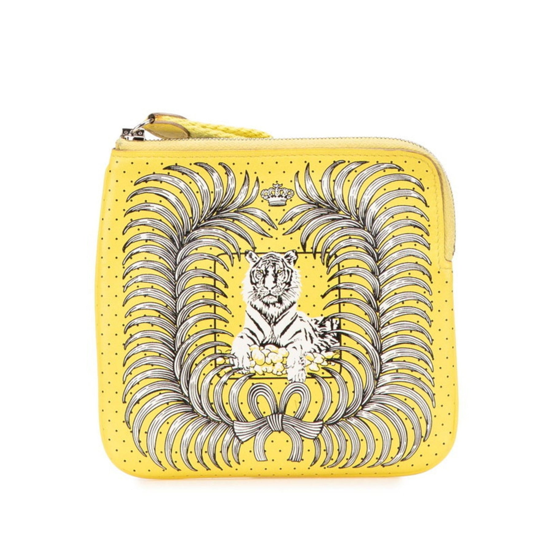 Hermes Hermès Carre Pocket Tigre Royal Bandana Pouch in Yellow and Multicolore, Swift