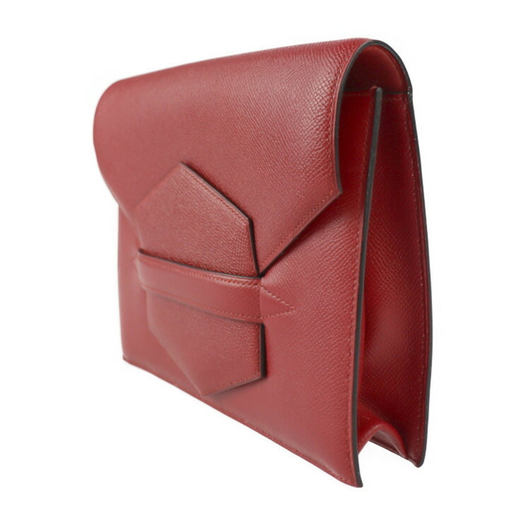 HERMES Faco Clutch Bag Couchbel Red Series Second 〇T Engraved