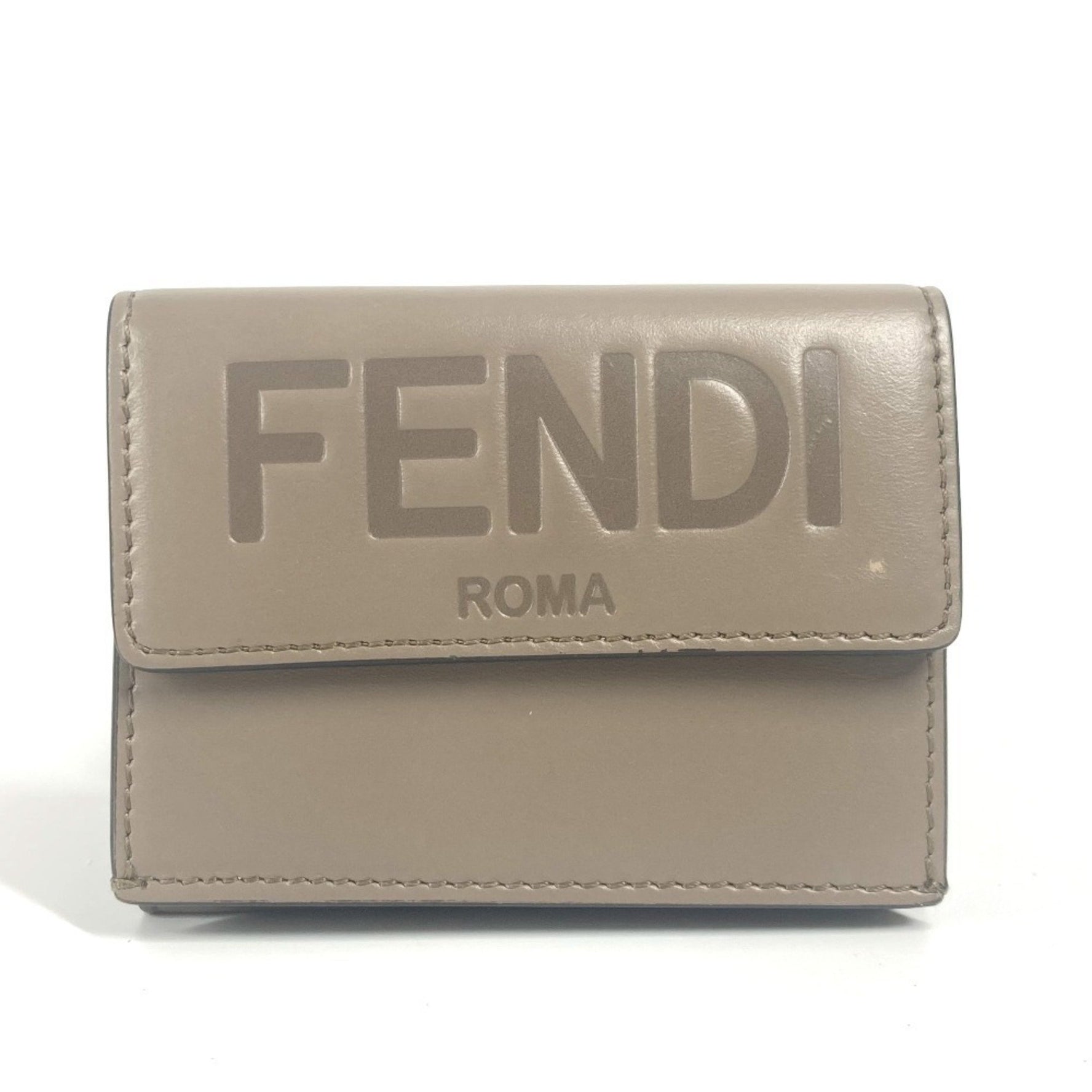 FENDI Logo Compact Wallet, Tri-fold Leather