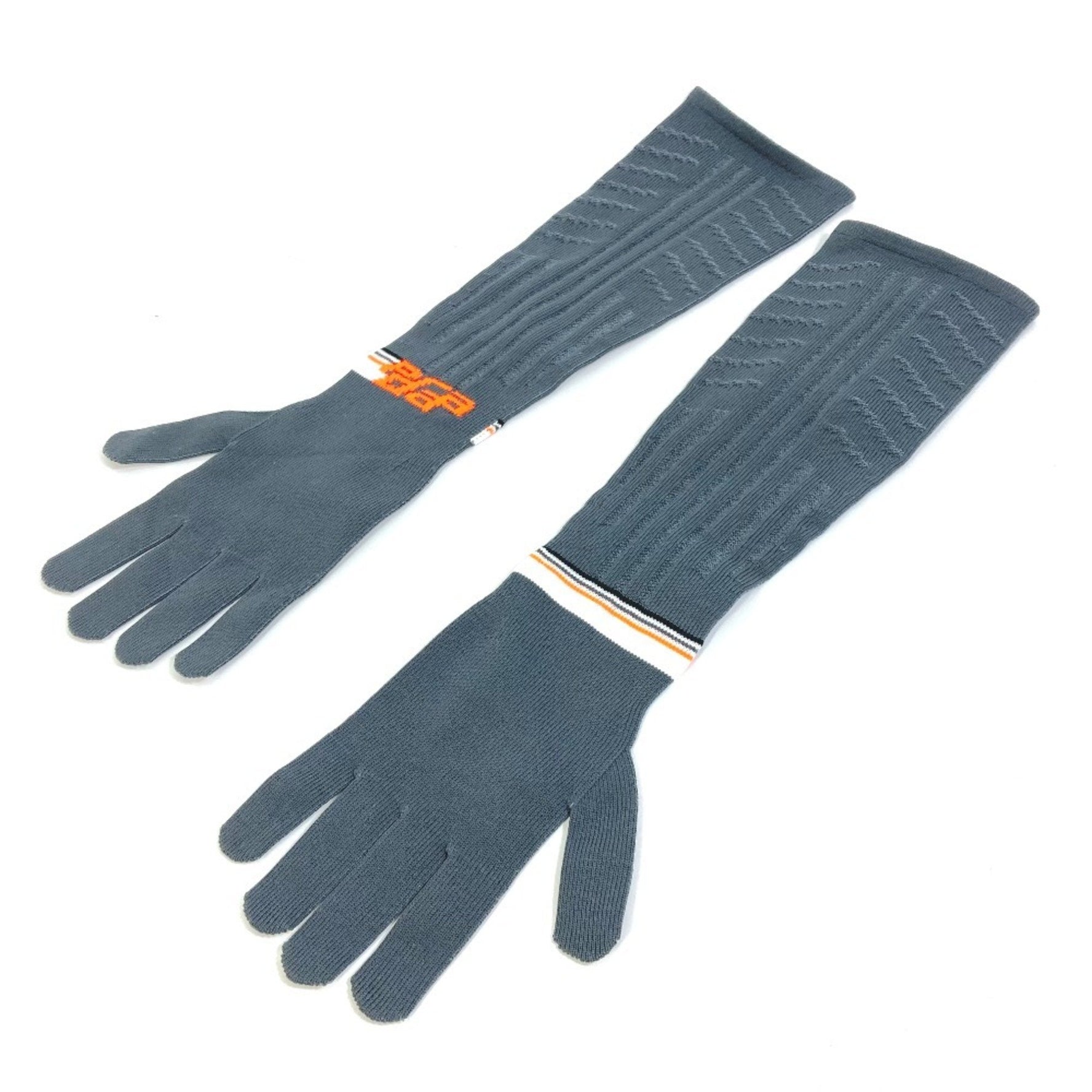 PRADA Long Gloves Polyester Grey