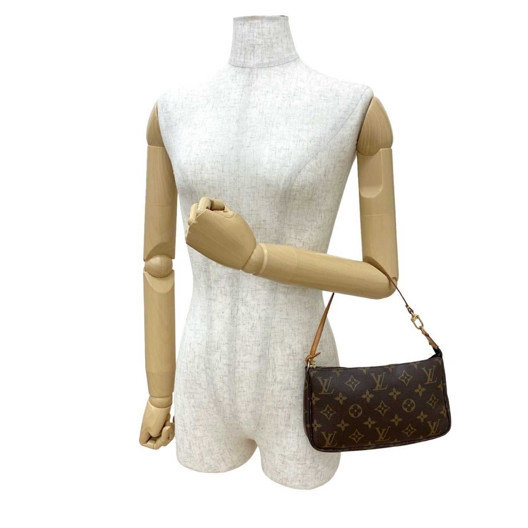 LOUIS VUITTON Pochette Accessoires Monogram Leather Mini Handbag Pouch