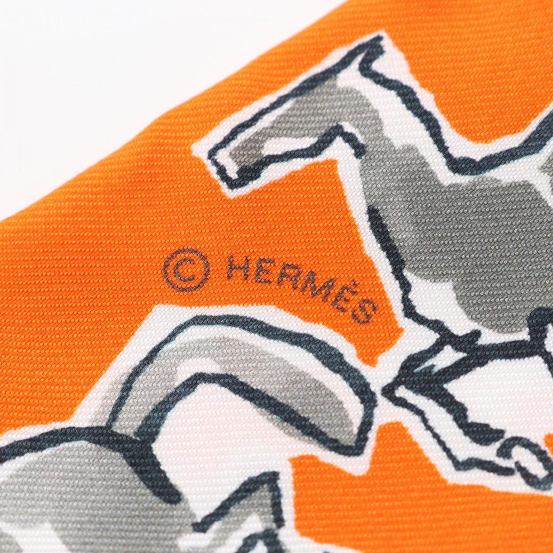 Hermes Hermès CHEVAUX EN LIBERTE Twilly Silk Scarf in Orange Multicolor