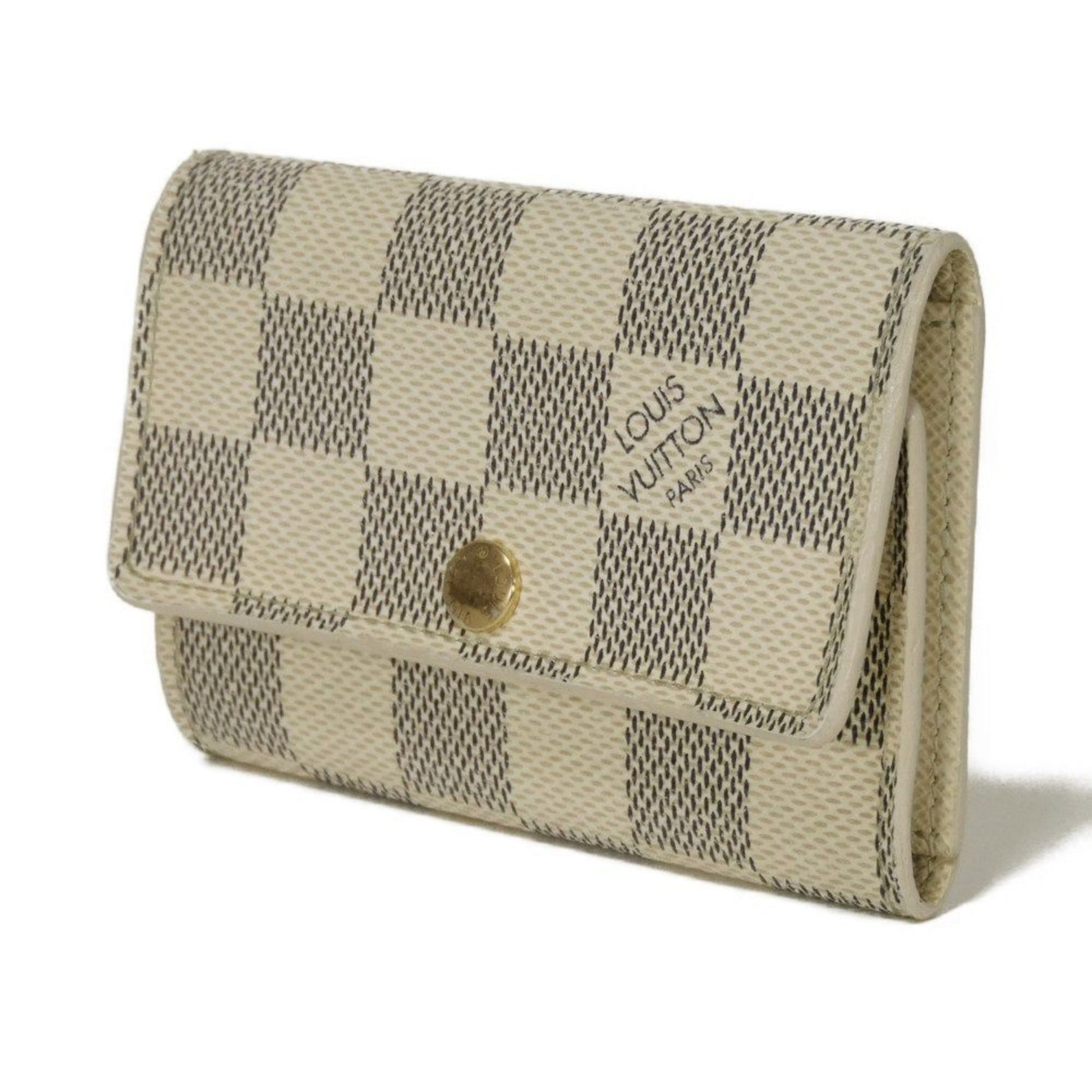 Louis Vuitton Multicle 6 Key Case, snap button closure, Damier Azur, Ivory