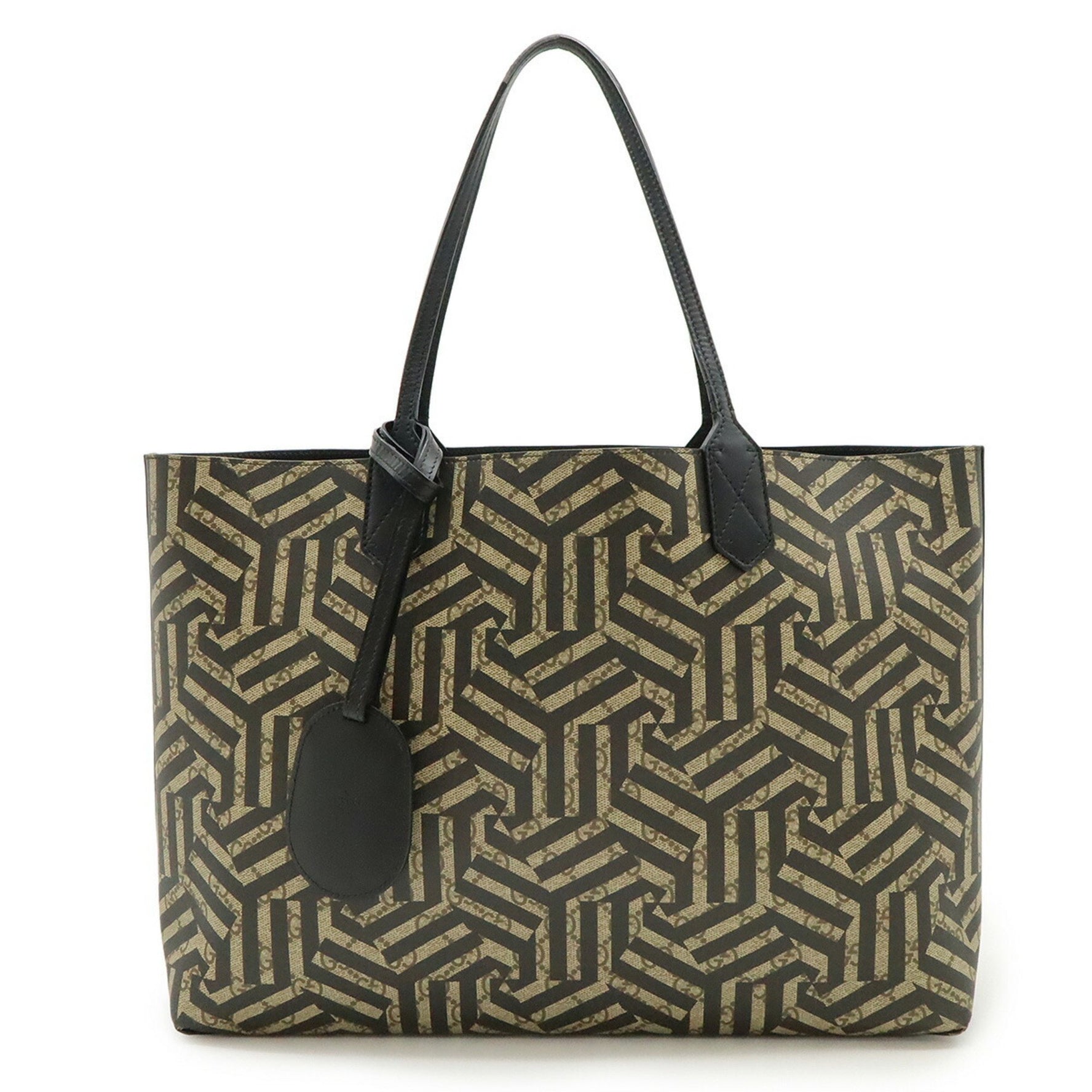 GUCCI GG Kaleido Supreme Tote Bag/Shoulder Bag, Reversible PVC and Leather, Beige/Black