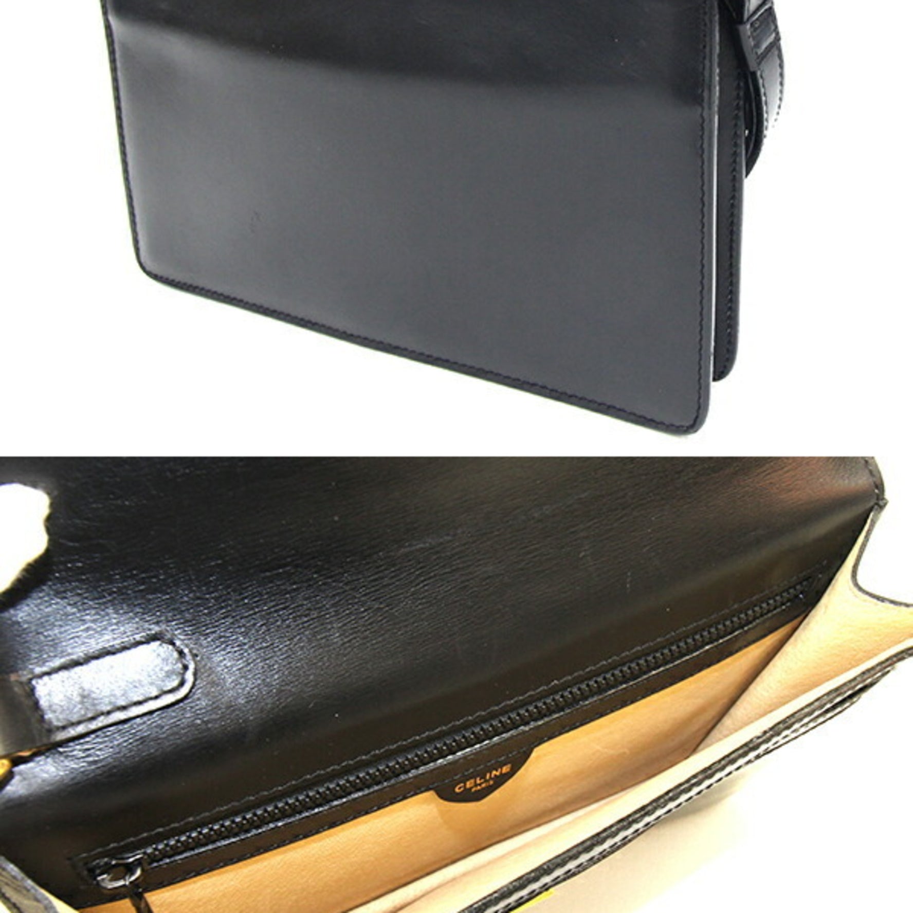 CELINE Clutch Bag Leather Second