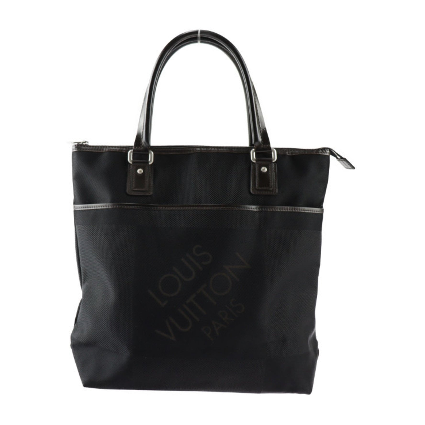 Louis Vuitton Cougar Tote Bag Damier Jean Canvas Leather Black Brown Silver Hardware Handbag
