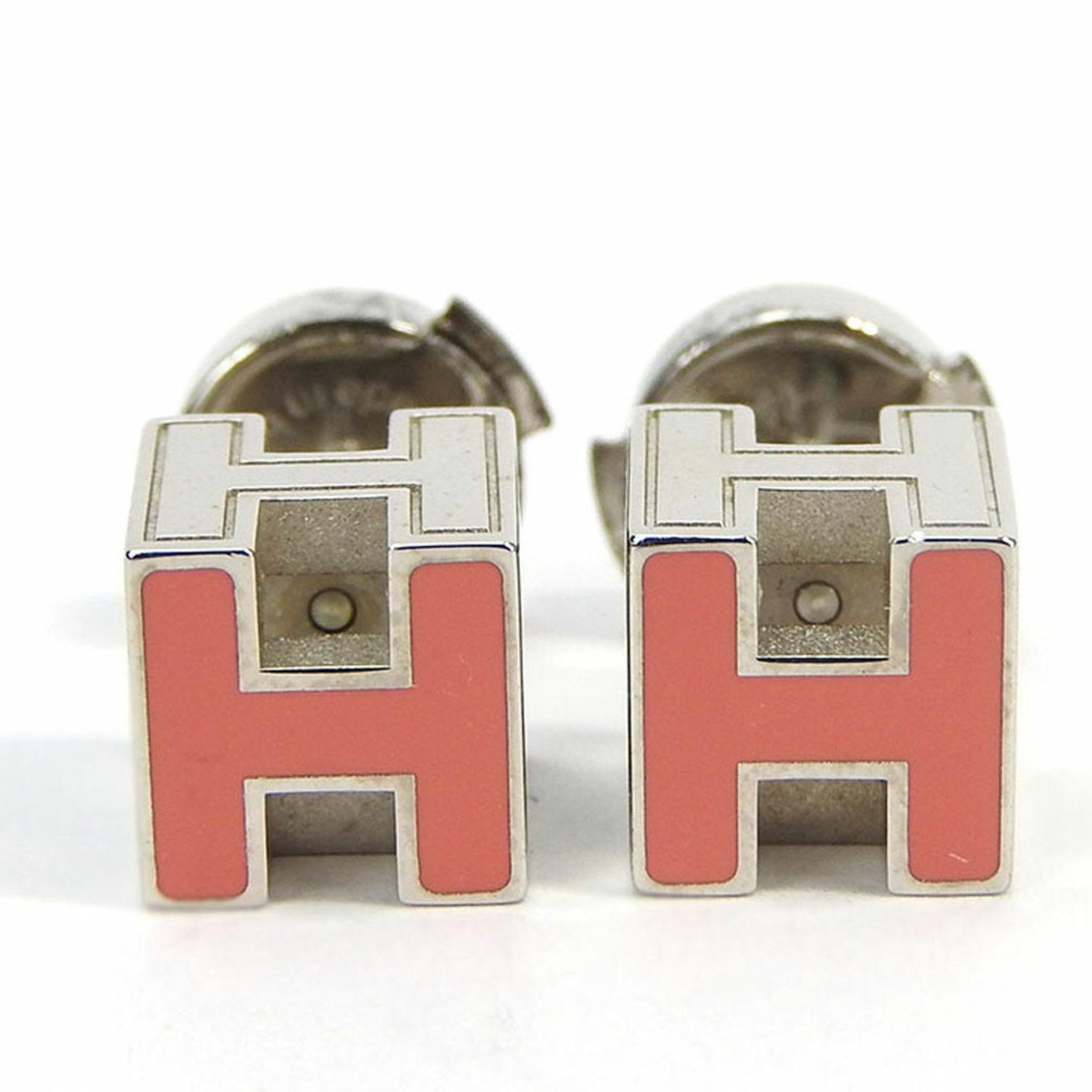 Hermes Earrings Cage de Ash H Cube Pink Silver Plated Accessory earrings accessory